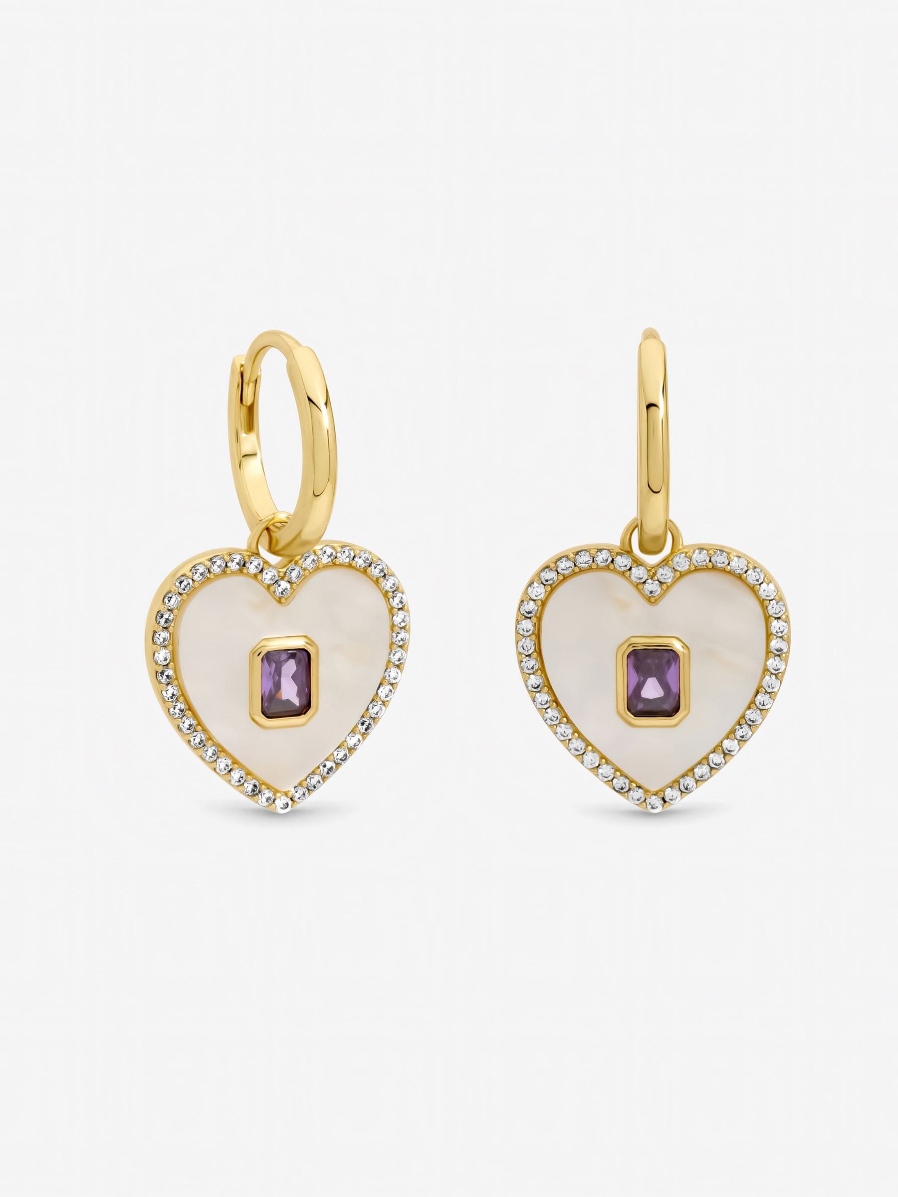 Jon Richard gold tone mother of pearl heart earrings, imported from the UK