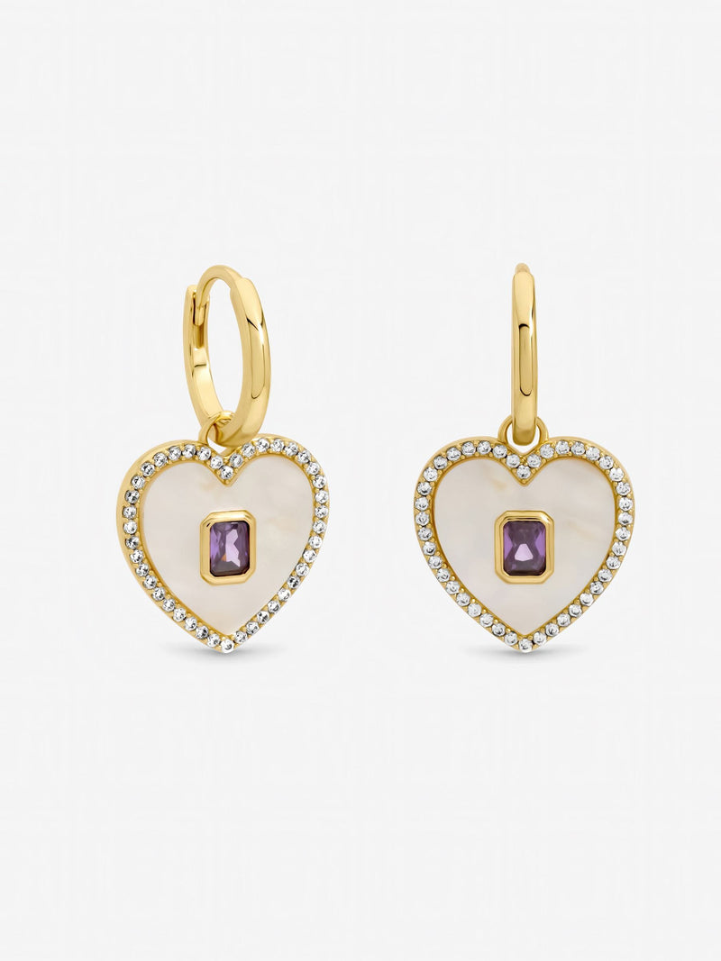 Jon Richard gold tone mother of pearl heart earrings, imported from the UK