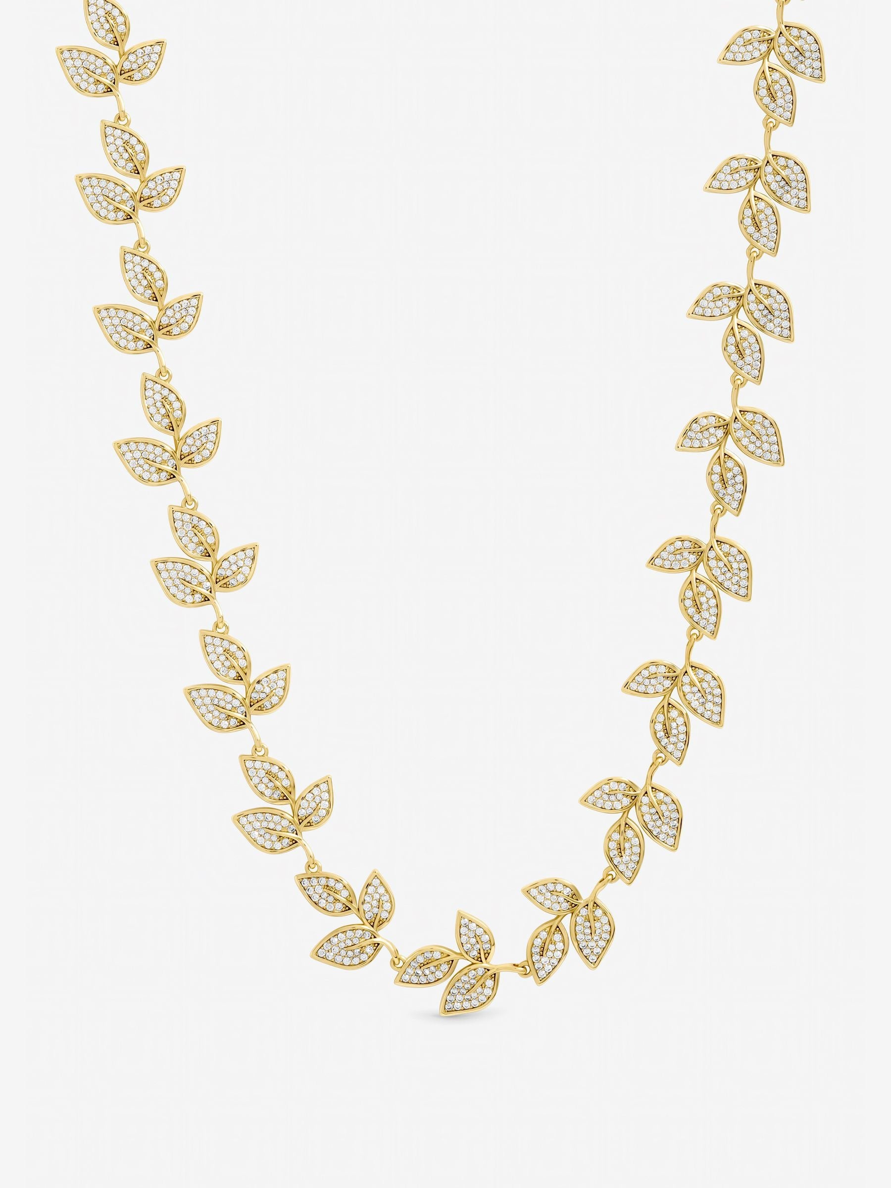 Jon Richard gold plated cubic zirconia leaf necklace, imported from the UK
