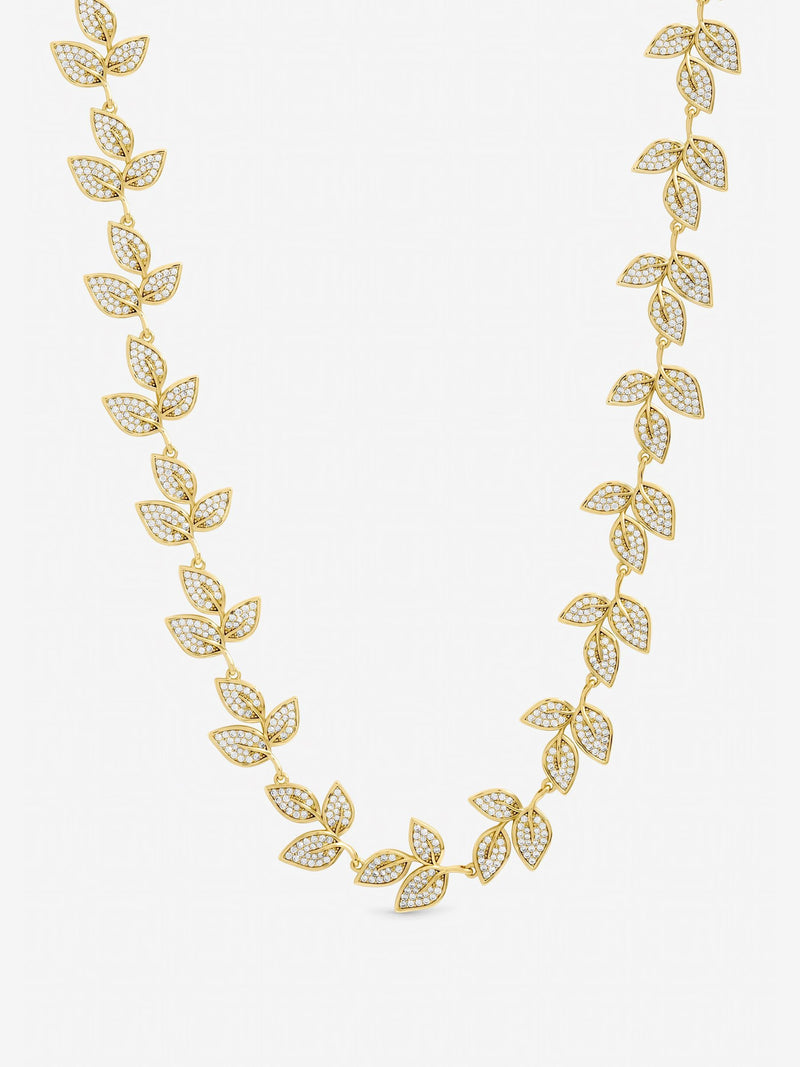 Jon Richard gold plated cubic zirconia leaf necklace, imported from the UK