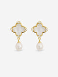 Jon Richard gold tone mother of pearl clover earrings - British product