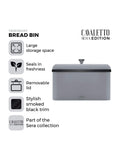 Tower Sera grey bread bin with removable lid, imported from the UK