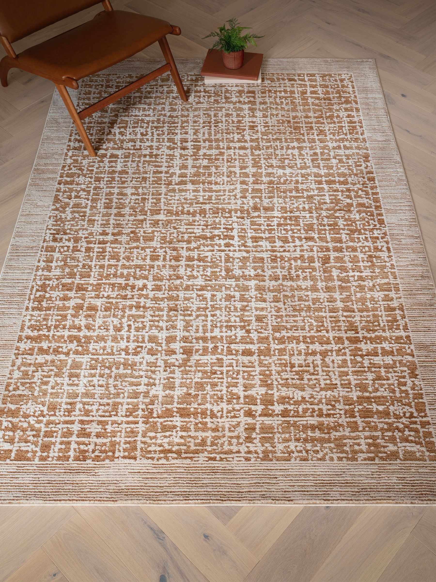 Asiatic Rugs Terracotta Anders Grid Rug 160x240cm, imported from the UK
