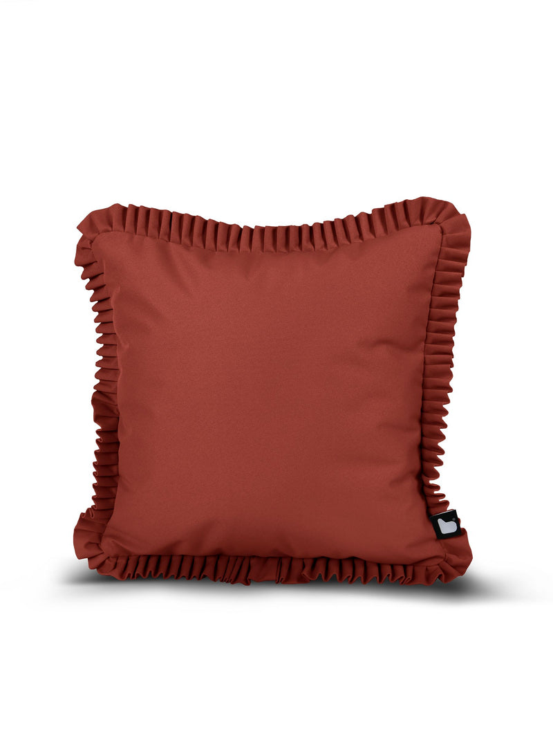 Extreme Lounging marsala red frill B outdoor cushions 43x43cm - British product