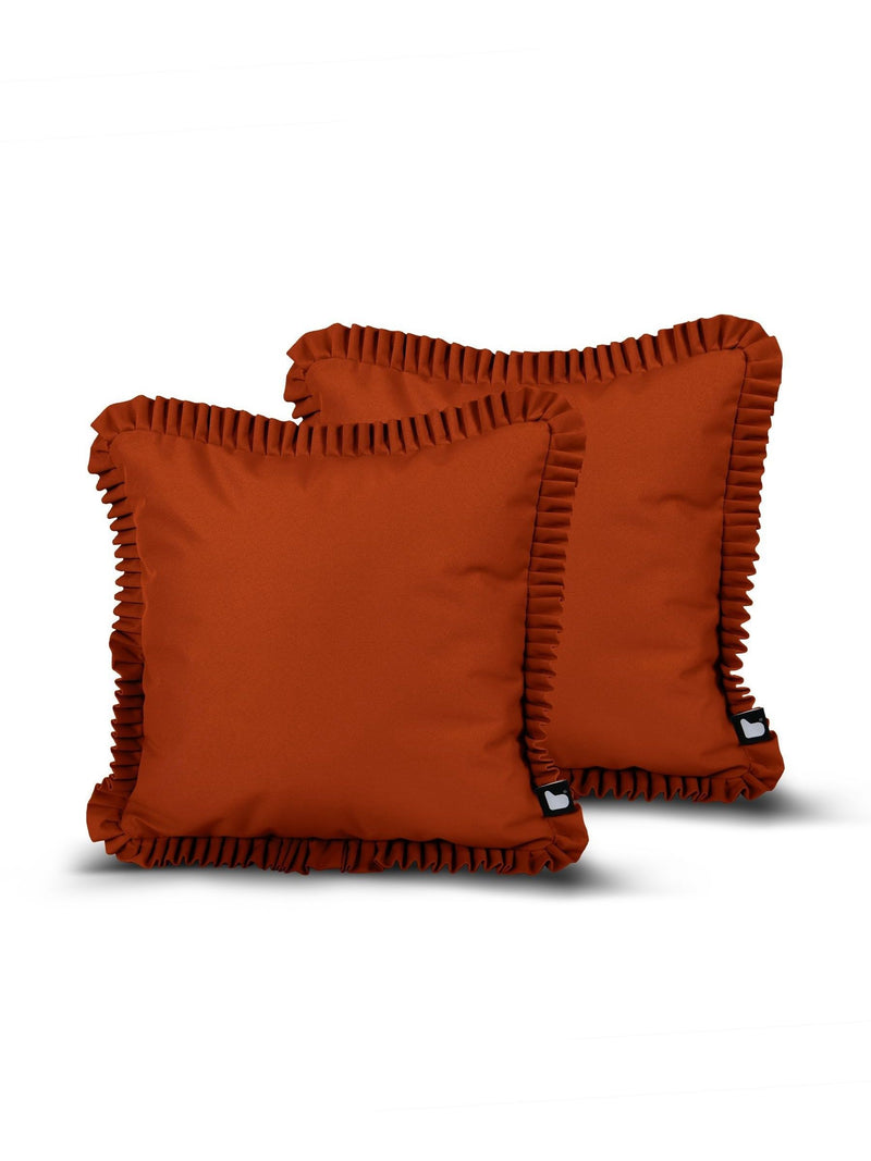 Extreme Lounging rust orange frill cushions 43x43 cm (British brand)