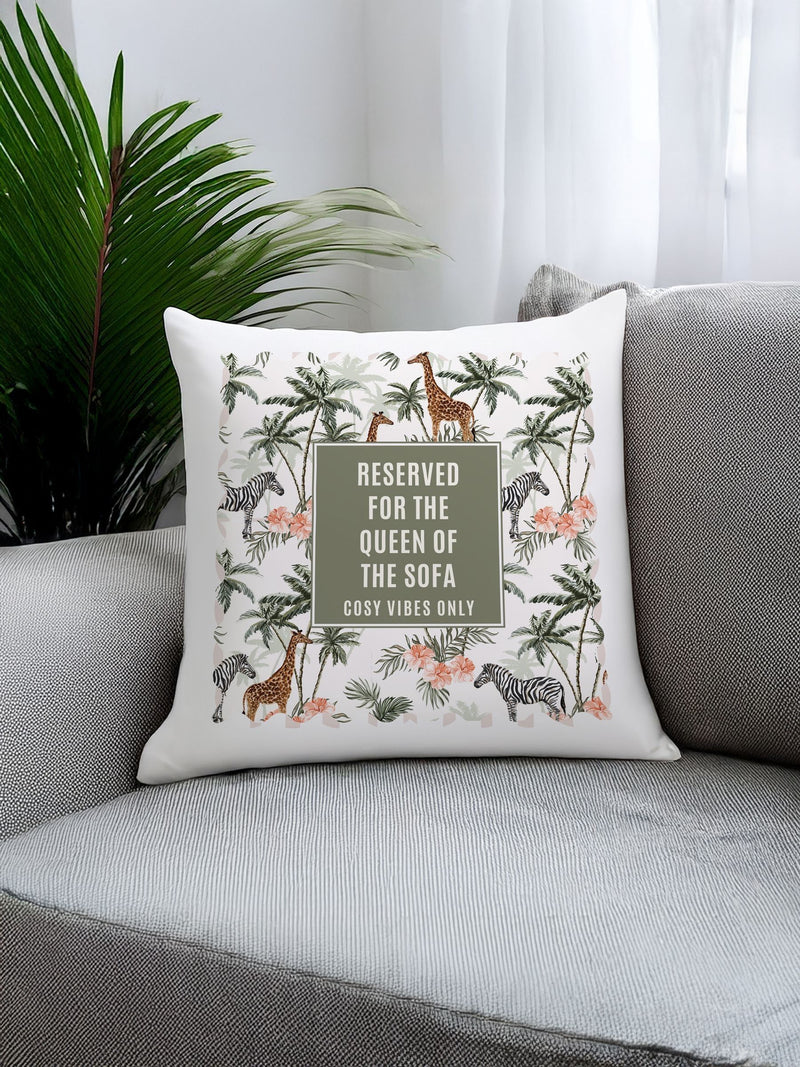 PMC personalised jungle print cushion 40x40cm, imported from the UK