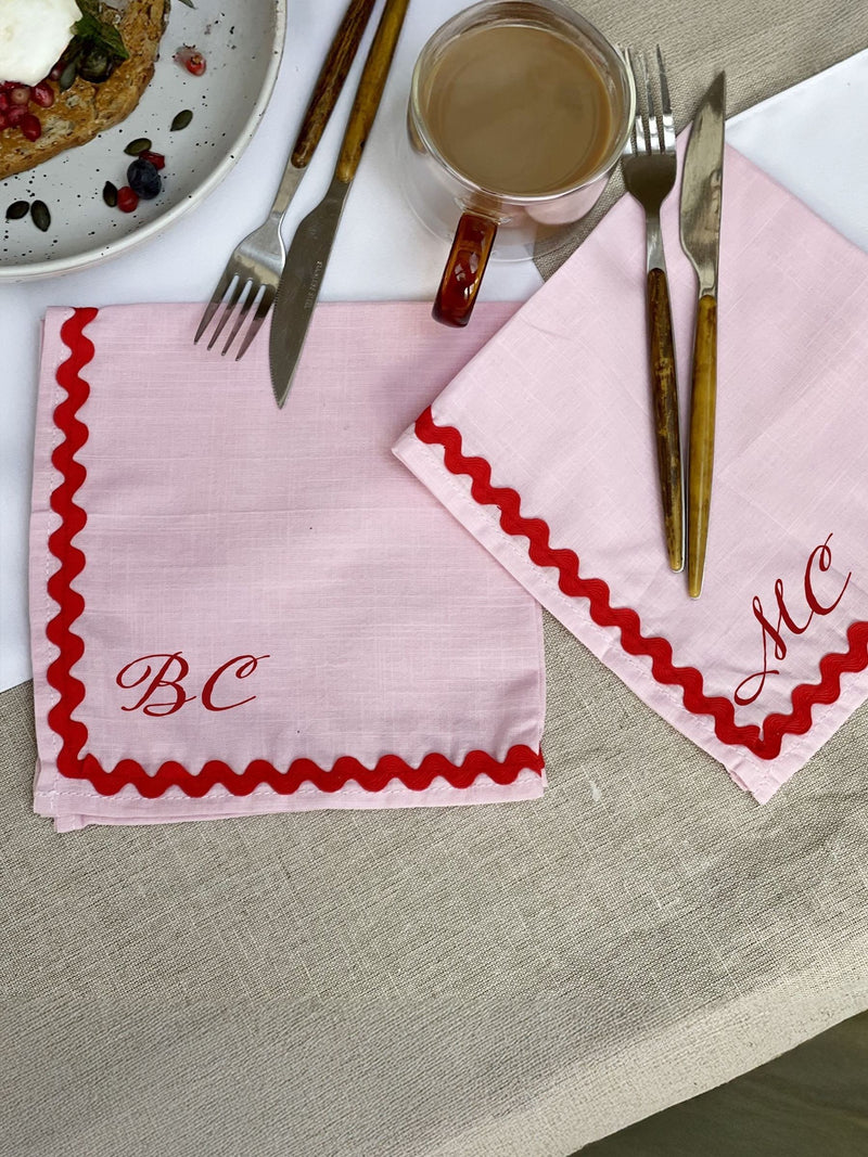 Solesmith scalloped napkin pink red 40x40 cm (British brand)