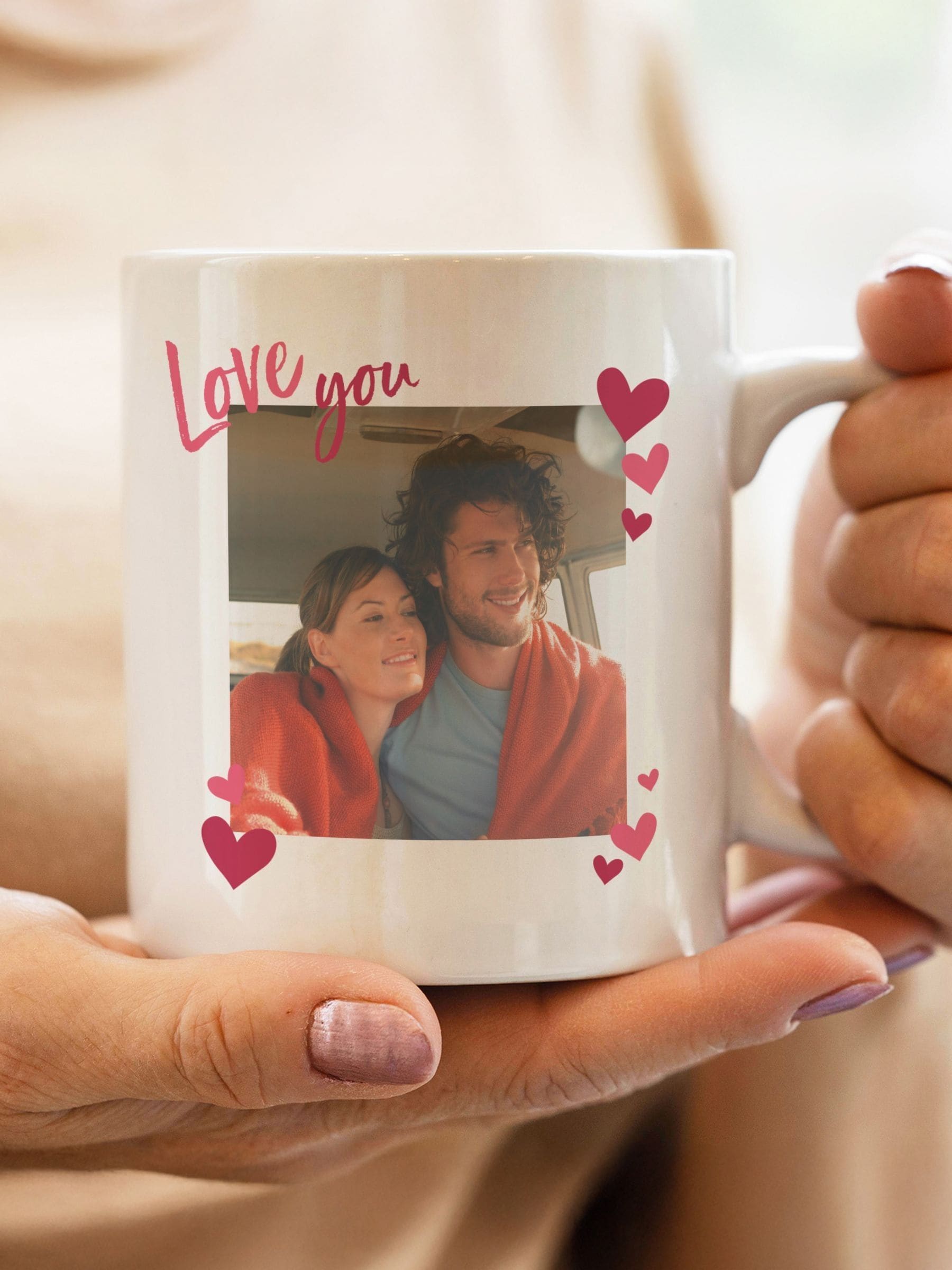PMC personalised love you photo mug, imported from the UK