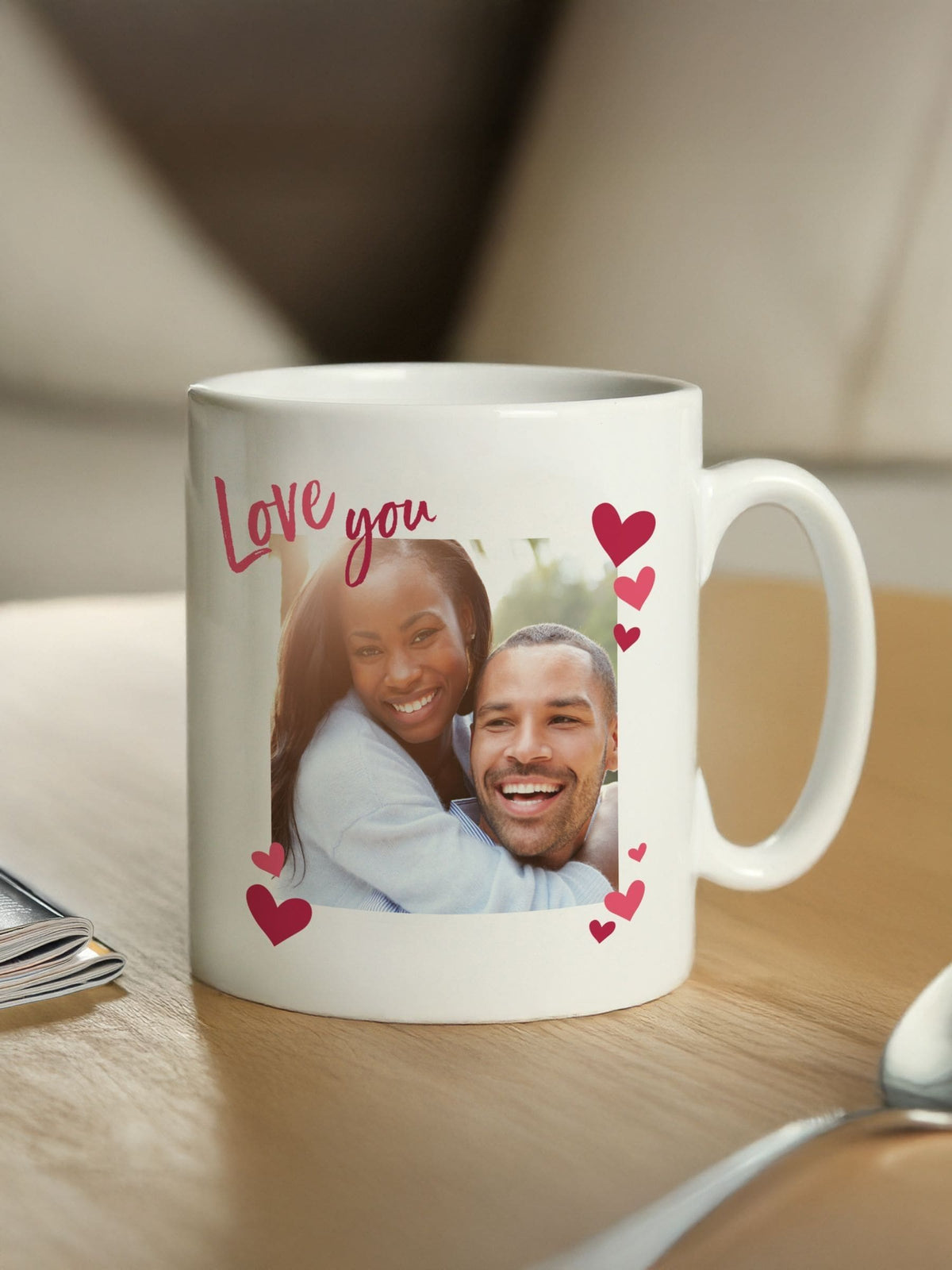 PMC personalised love you photo mug, imported from the UK