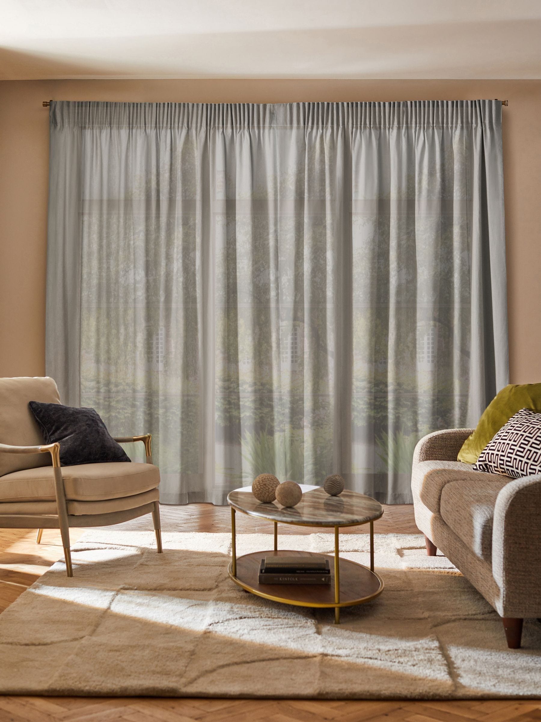 Aeris made to measure Pebble Grey sheer curtain (British brand)