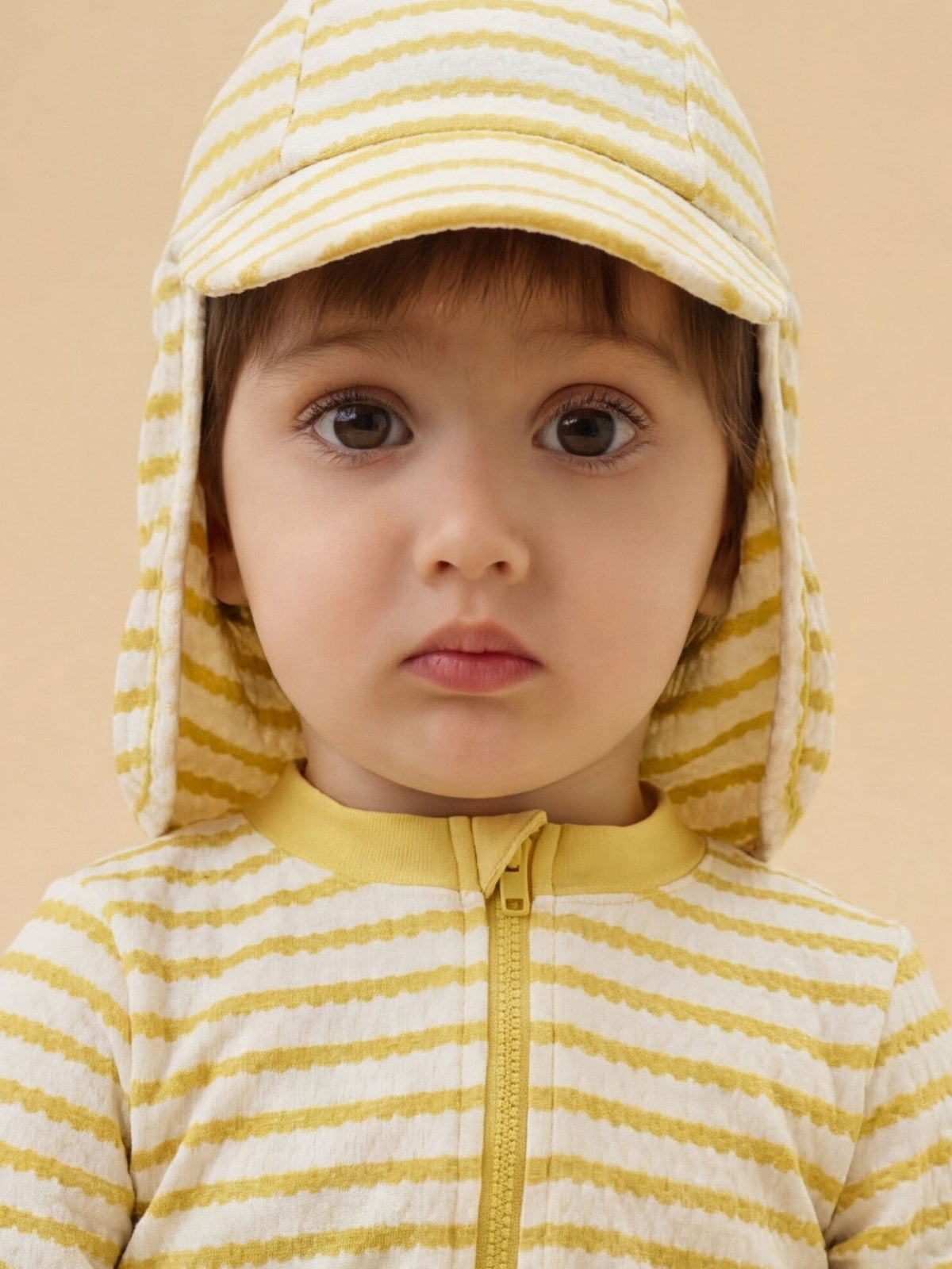 MORI baby swim hat Lemon Stripe neck protection (British brand)