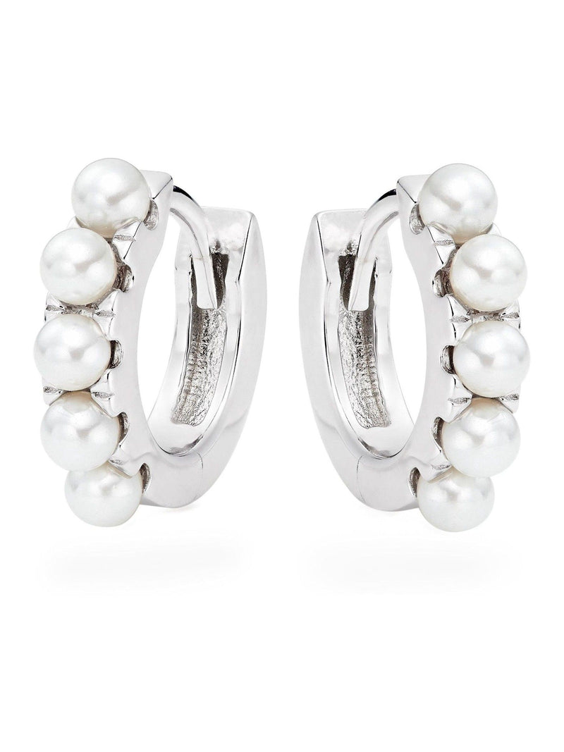 Beaverbrooks sterling silver cultured pearl huggie hoop earrings, UK version