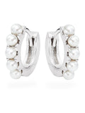 Beaverbrooks sterling silver cultured pearl huggie hoop earrings, UK version