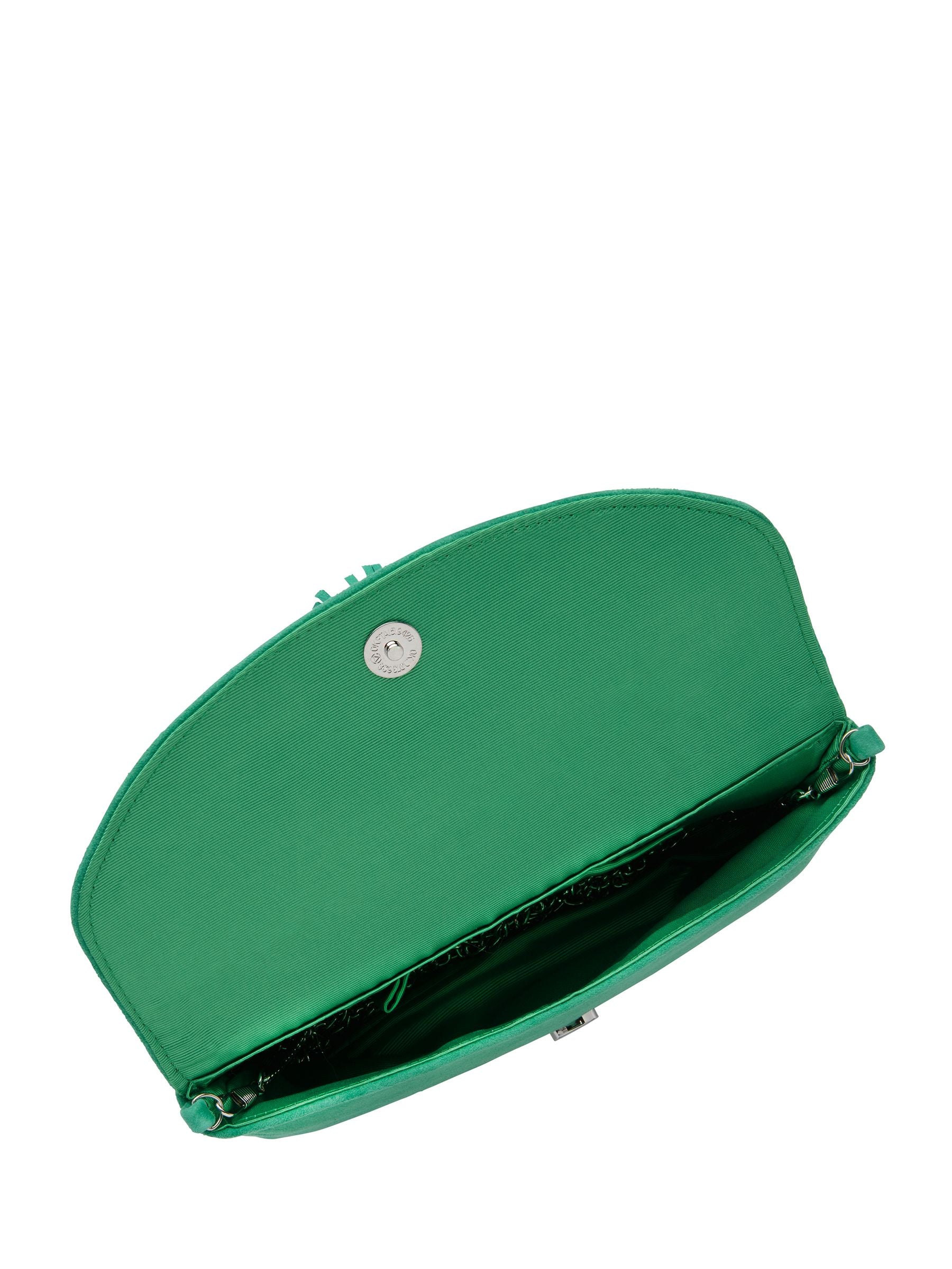 Lotus green clutch bag with chain strap, UK version