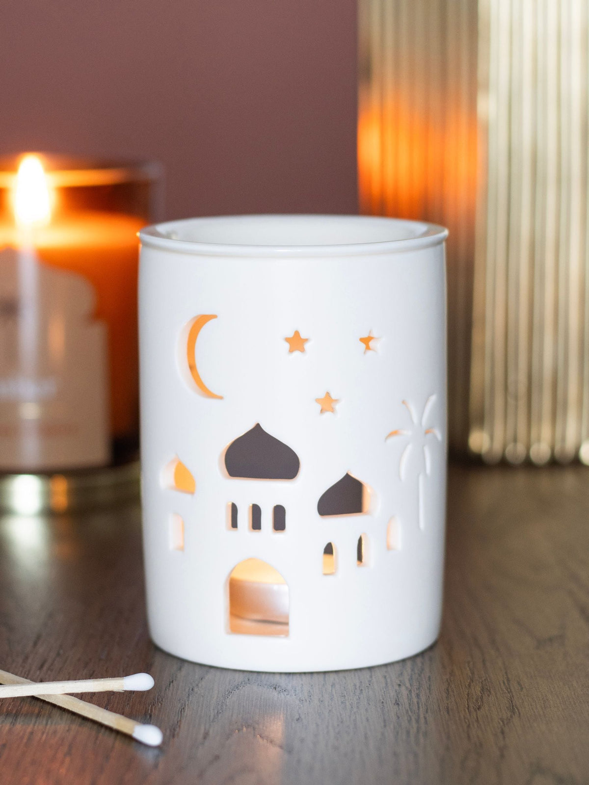 Something Different white cut-out mosque multi-purpose burner ONE, UK version
