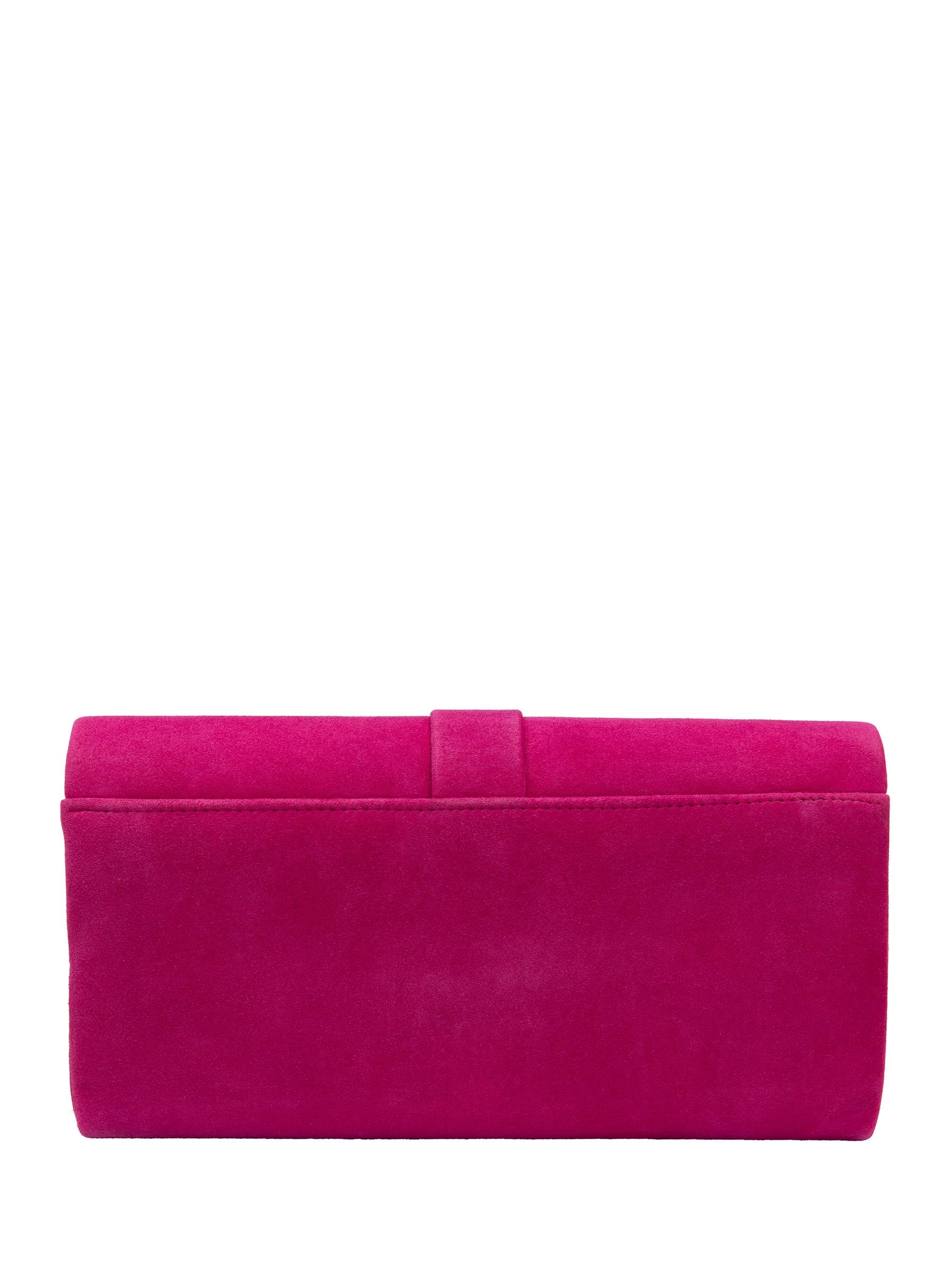 Lotus pink clutch bag suede leather chain strap, UK version