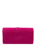 Lotus pink clutch bag suede leather chain strap, UK version