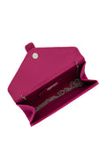 Lotus pink clutch bag suede leather chain strap, UK version