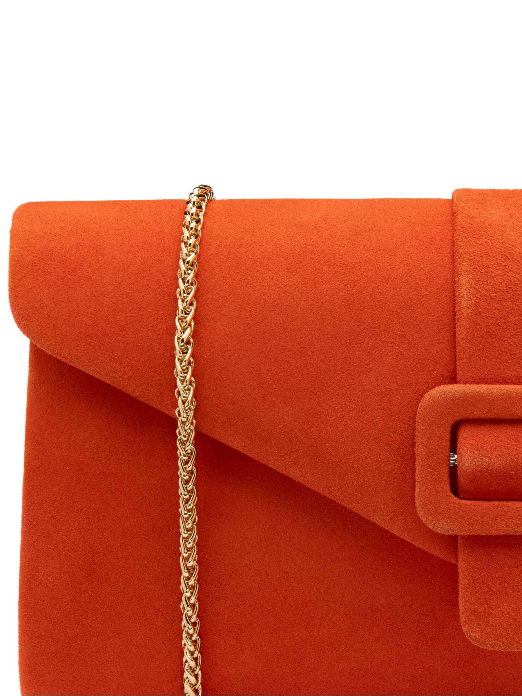 Lotus orange clutch bag with chain - British product