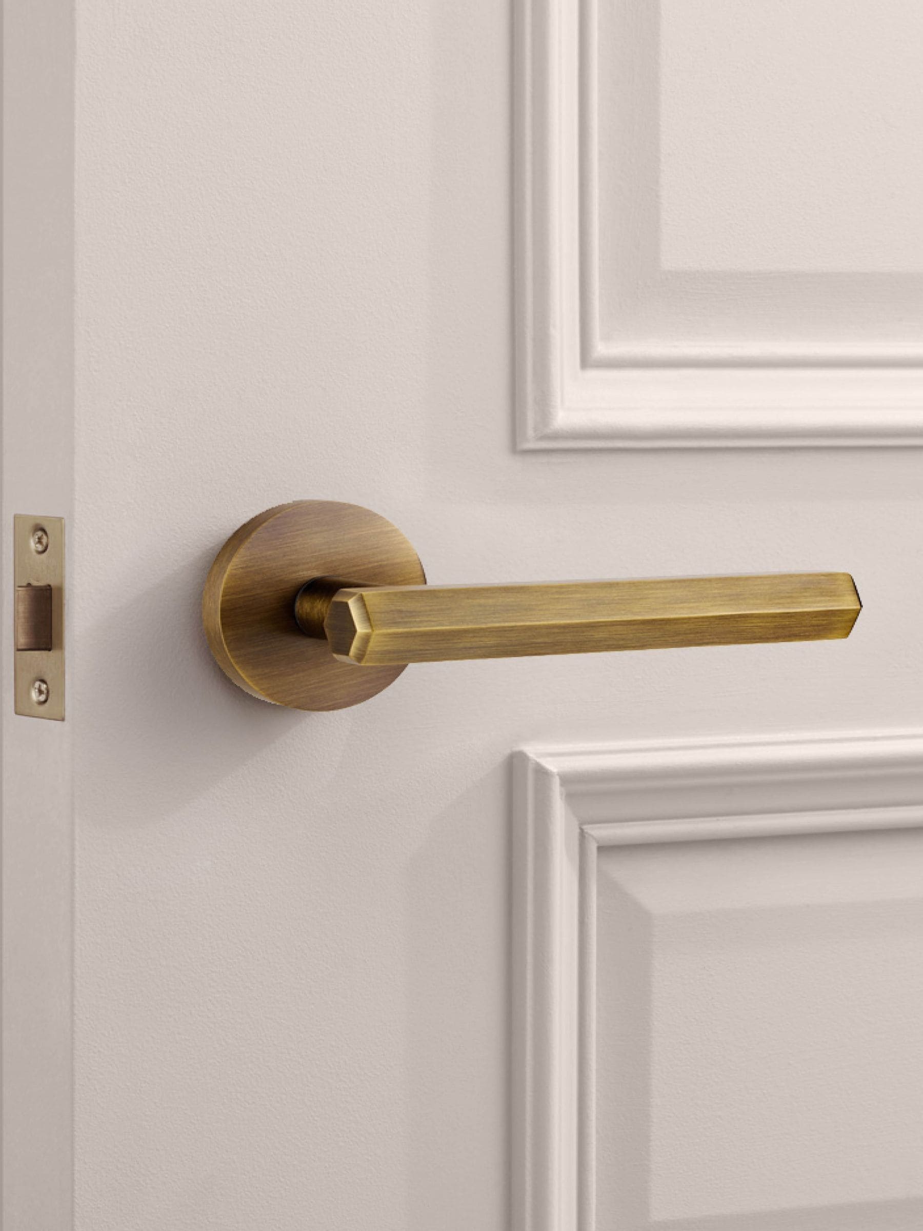 Pushka Home antique hexagonal lever door handles, imported from the UK
