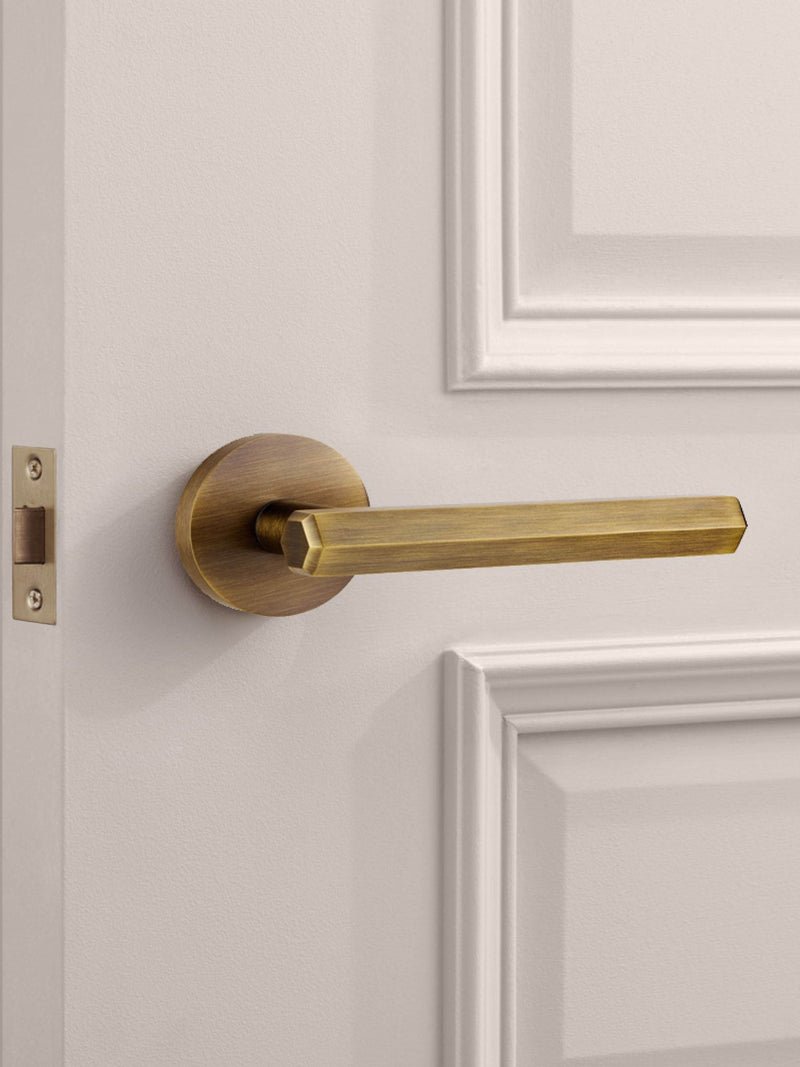 Pushka Home antique hexagonal lever door handles, imported from the UK
