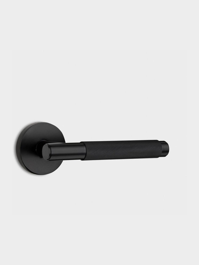 Pushka Home black knurled lever door handles set, UK version