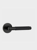 Pushka Home black knurled lever door handles set, UK version