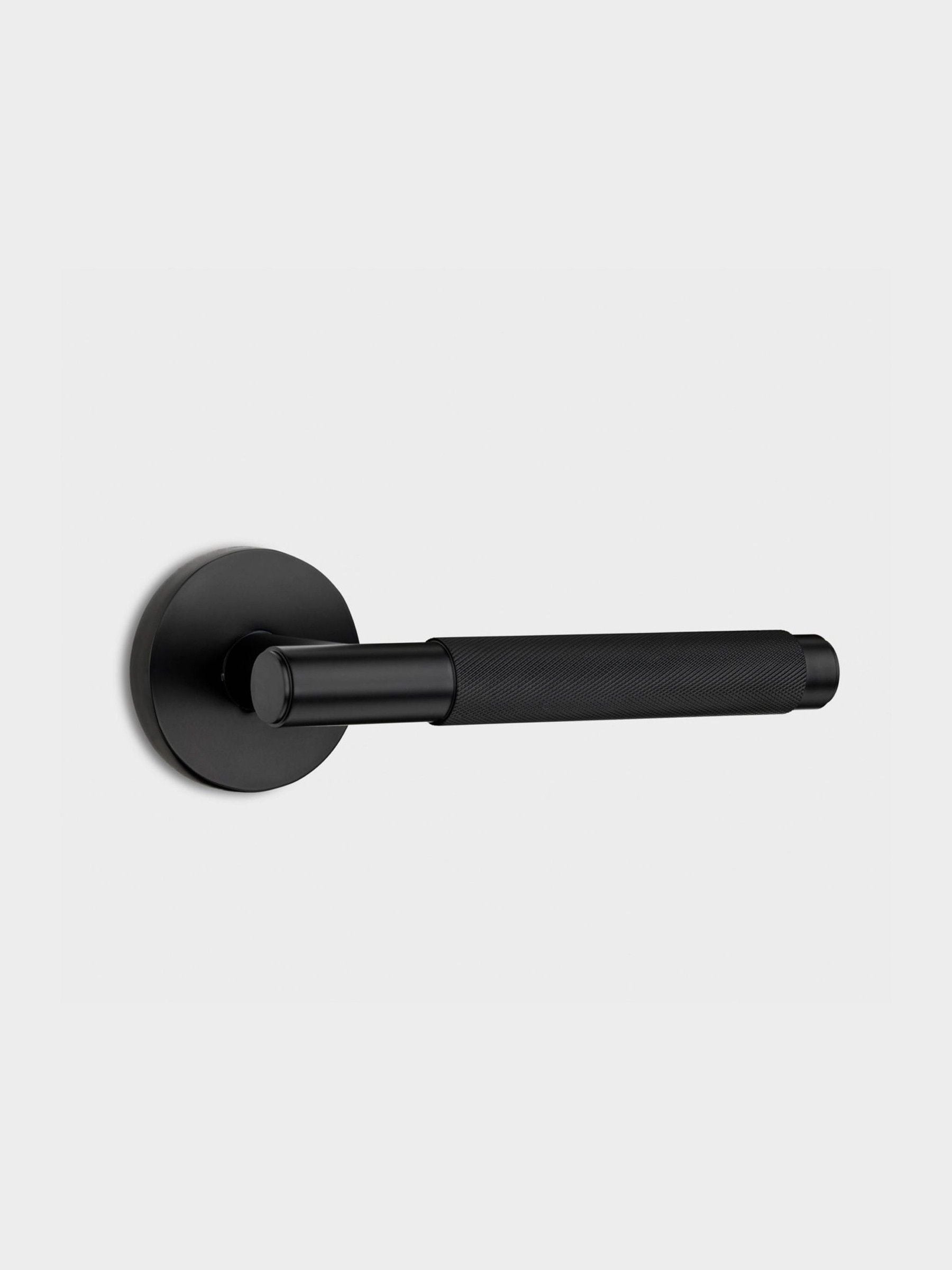 Pushka Home black knurled lever door handles set, UK version