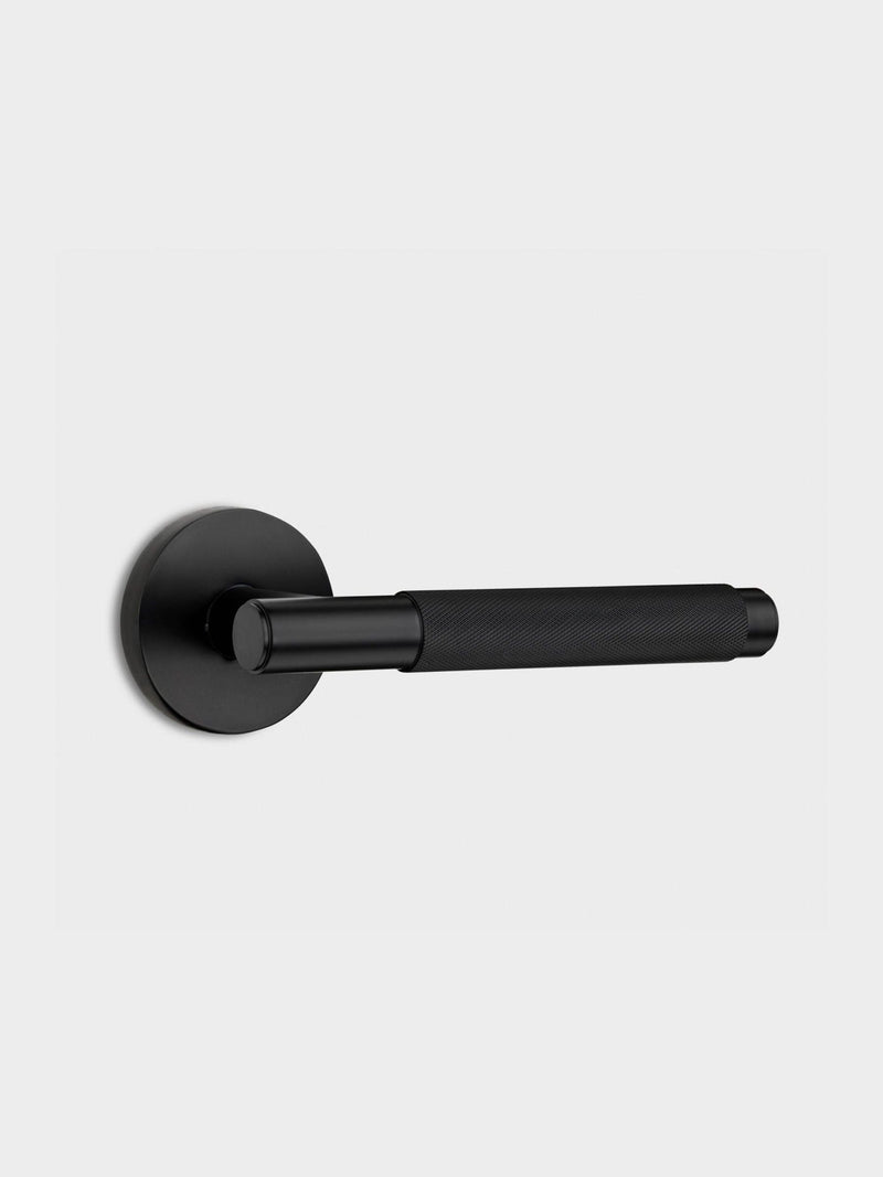 Pushka Home black knurled lever door handles set, UK version