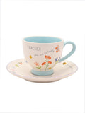 Widdop cream teacup and saucer set with teacher message, UK version