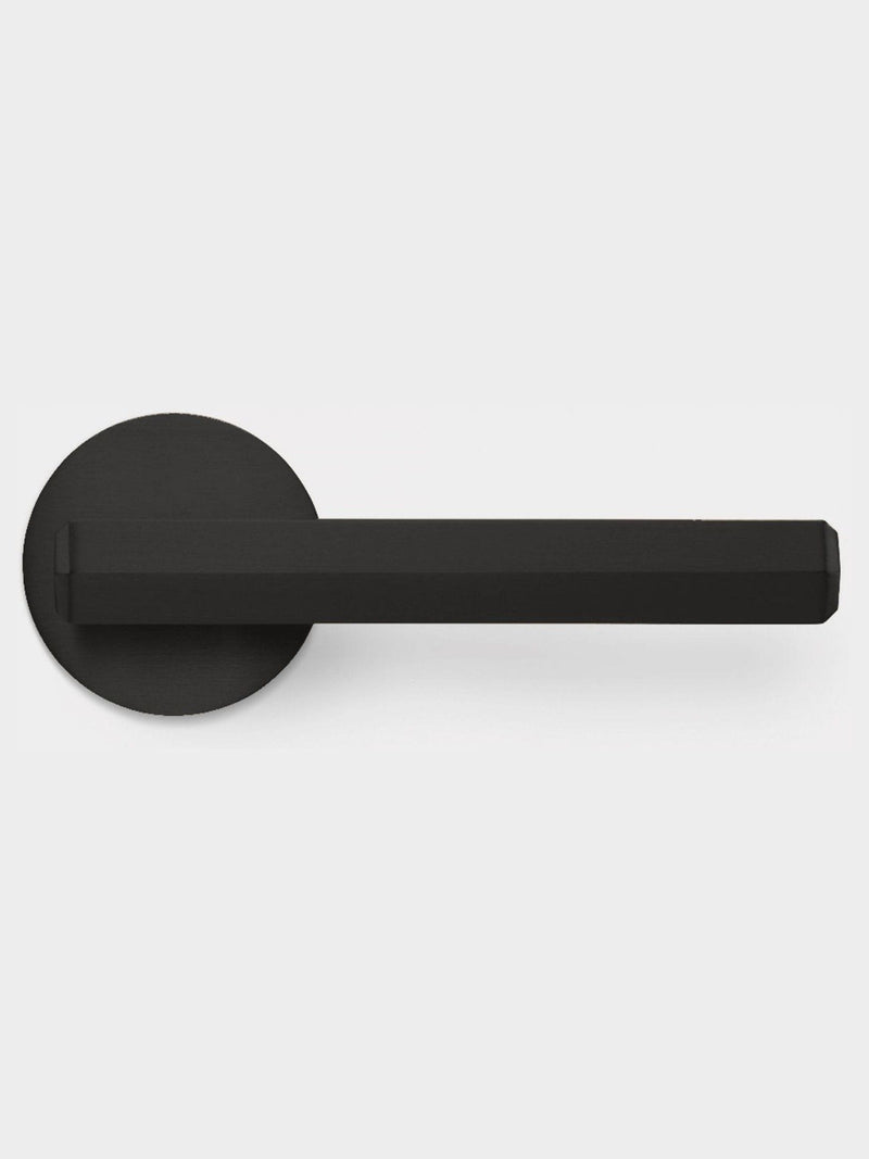 Pushka Home black hexagonal lever door handles, imported from the UK
