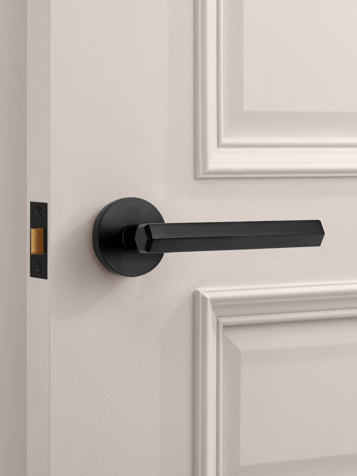 Pushka Home black hexagonal lever door handles, imported from the UK