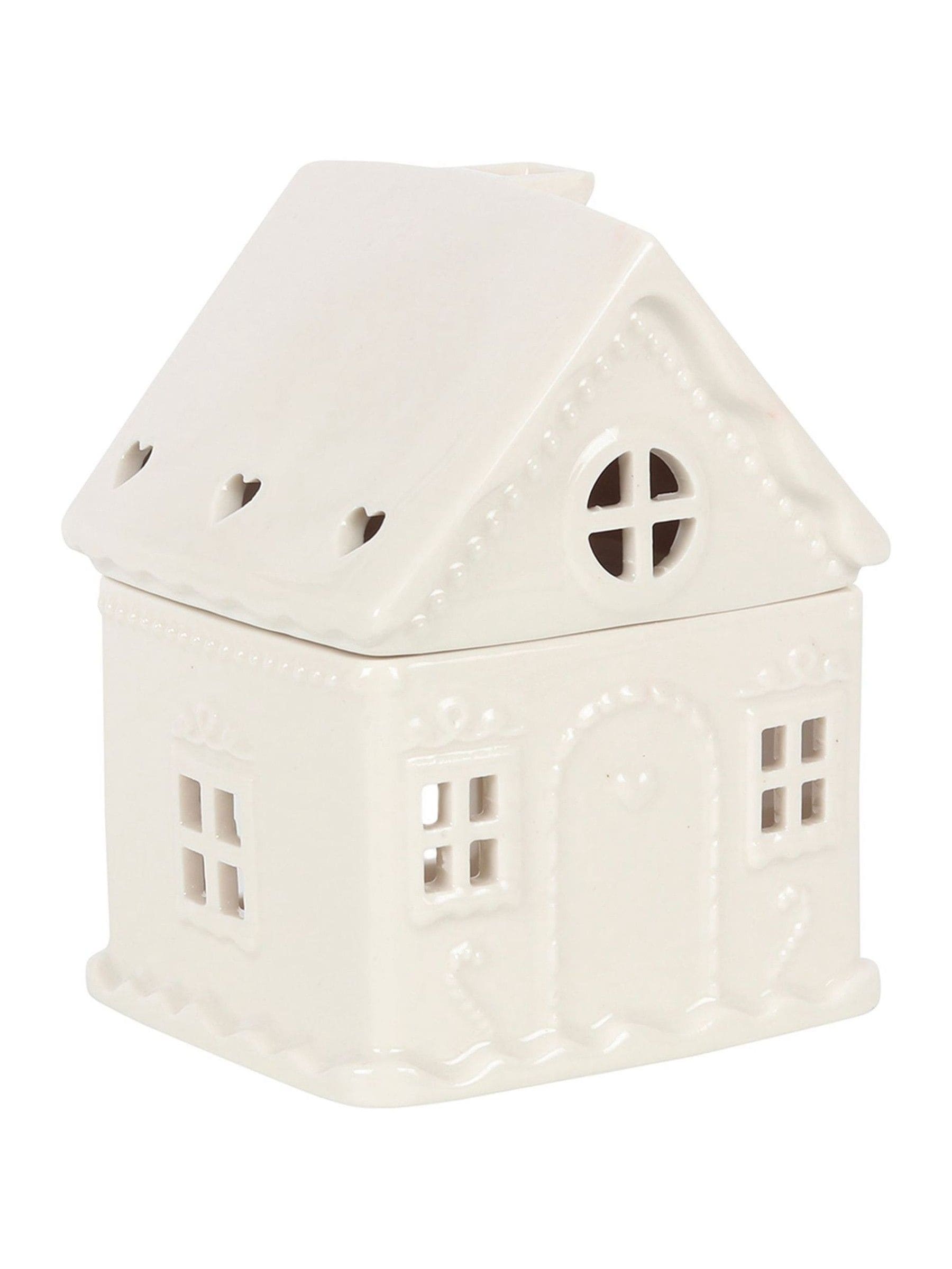 Something Different white gingerbread house ceramic oil burner - British product