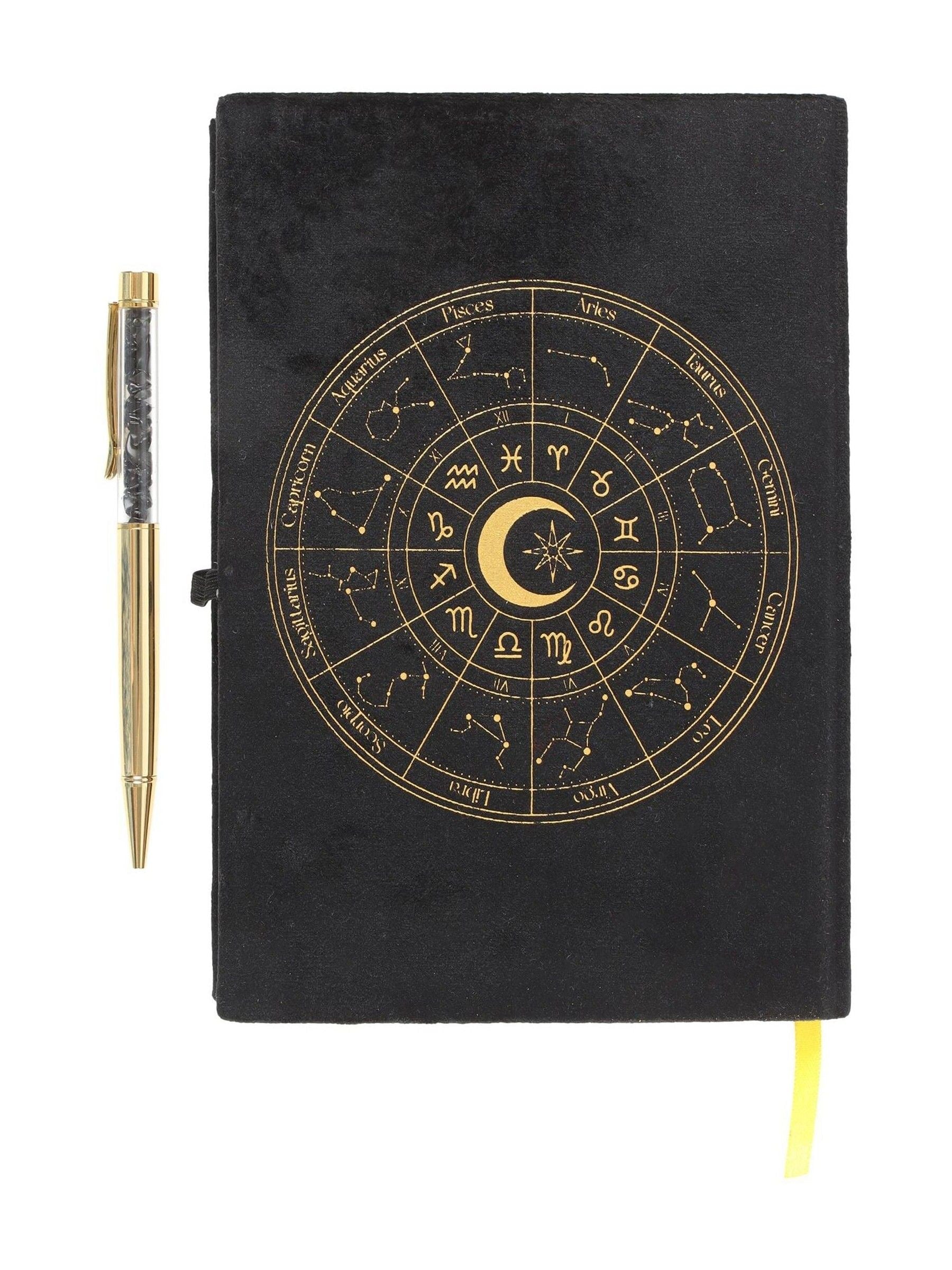 Something Different astrology wheel journal with obsidian pen, UK version