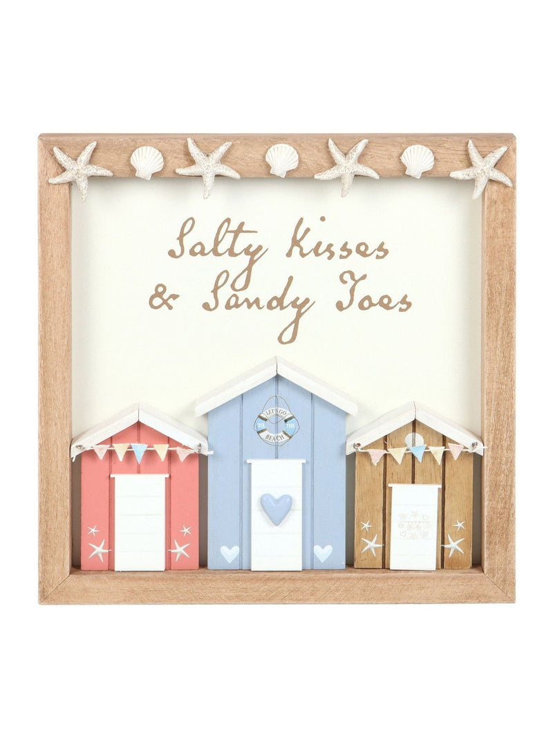 Something Different white salty kisses beach hut plaque, UK version