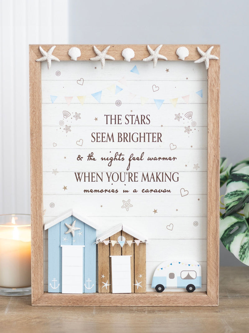 Something Different white 3D shell caravan plaque, imported from the UK