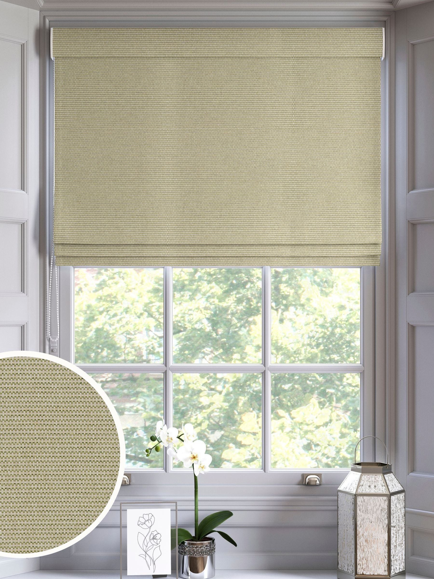 Moss Green Tabby made to measure roman blinds (British brand)