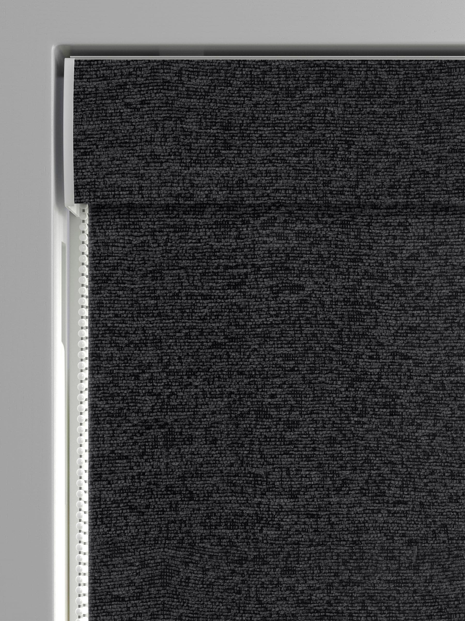 Charcoal grey boucle roman blinds made to measure - British product