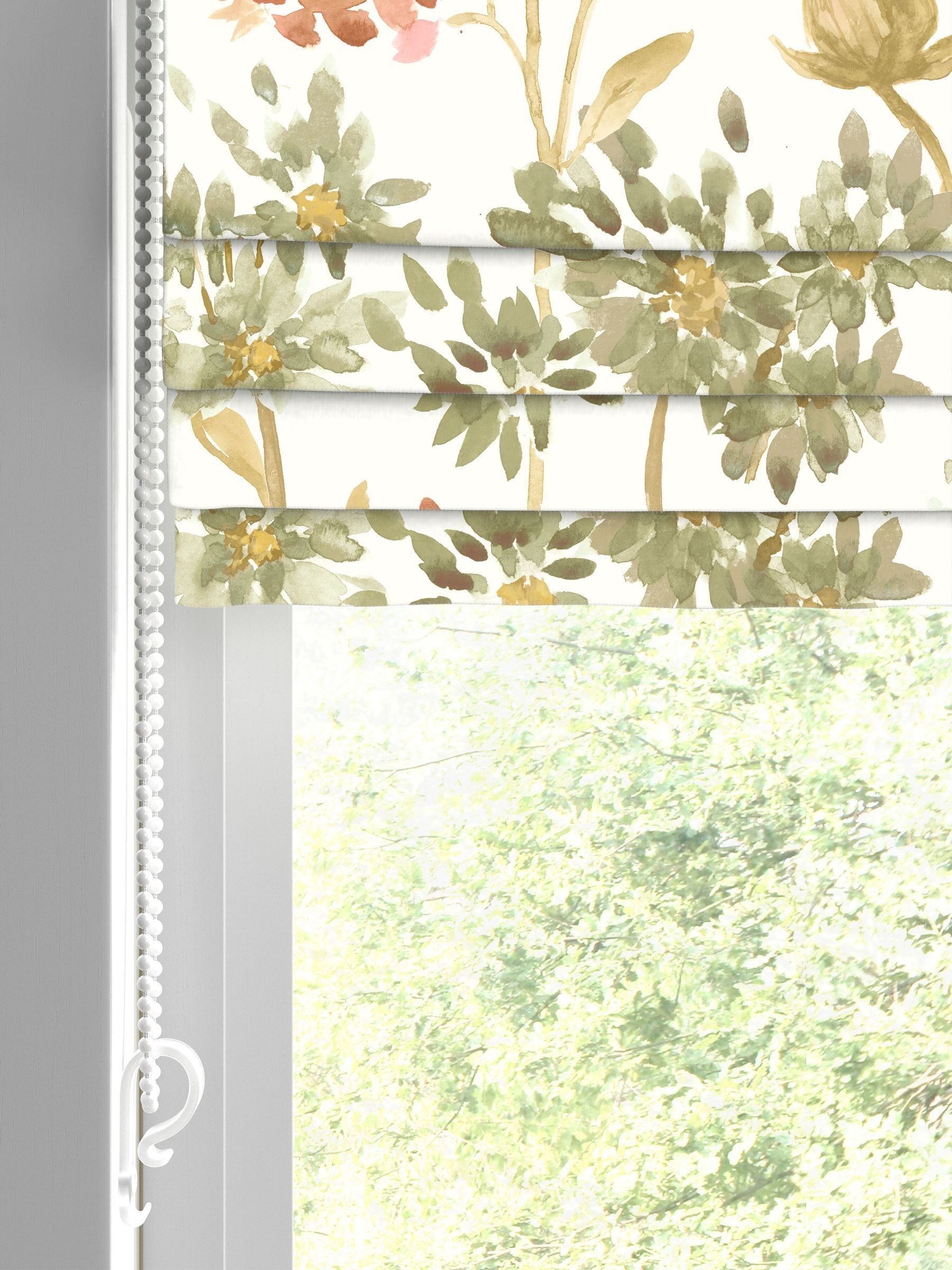 Floral roman blinds red colour made to measure (British brand)