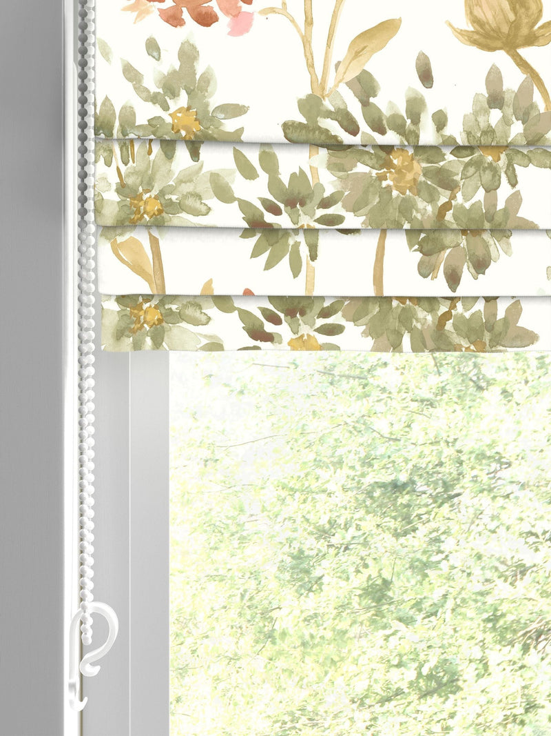 Floral roman blinds red colour made to measure (British brand)