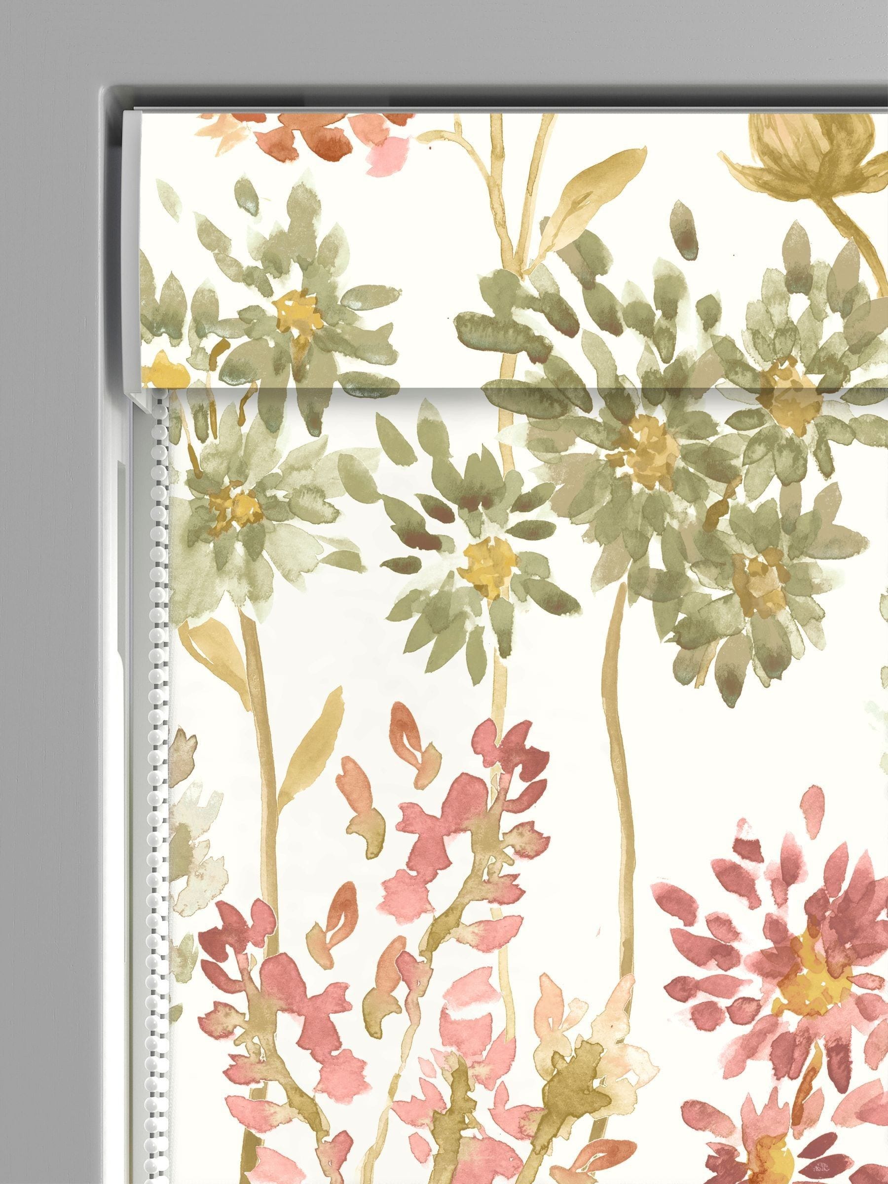 Floral roman blinds red colour made to measure (British brand)