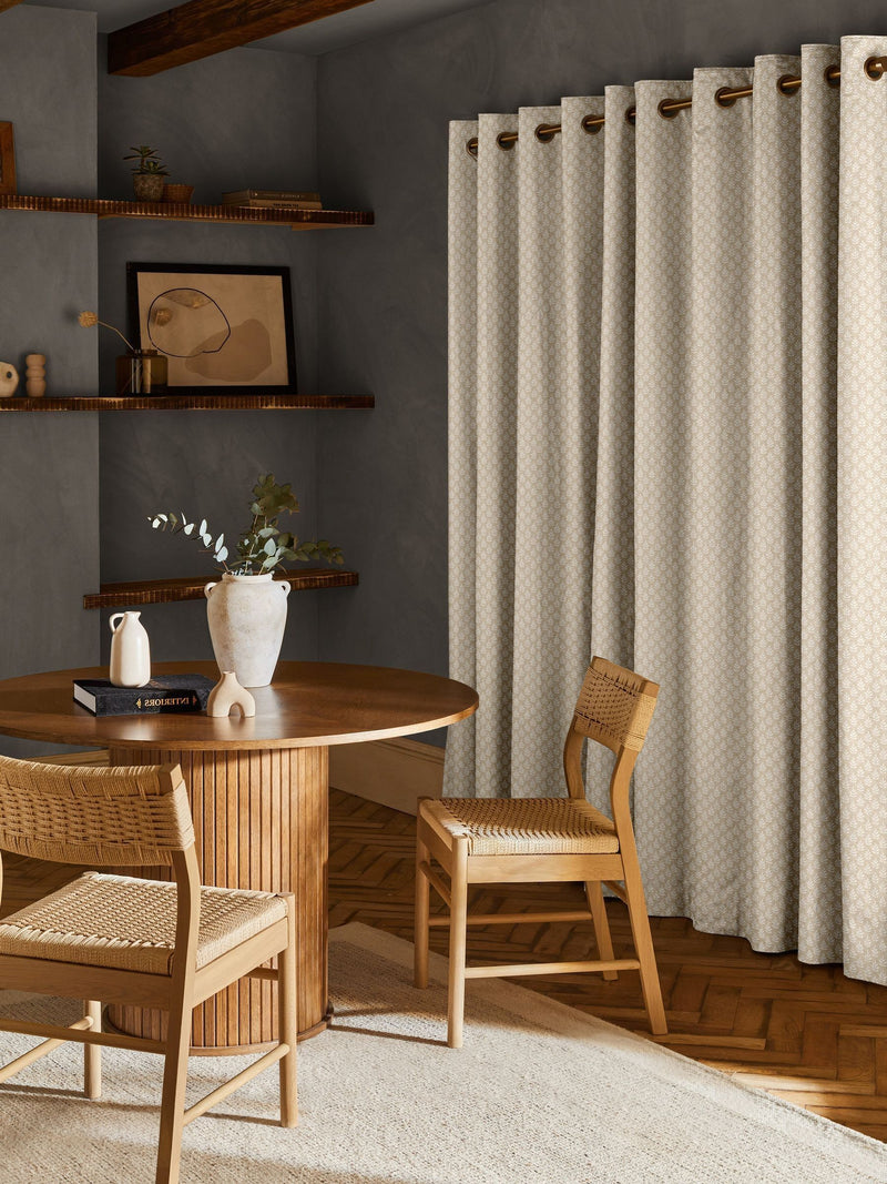Natural Keeffe made to measure curtains floral jacquard, UK version