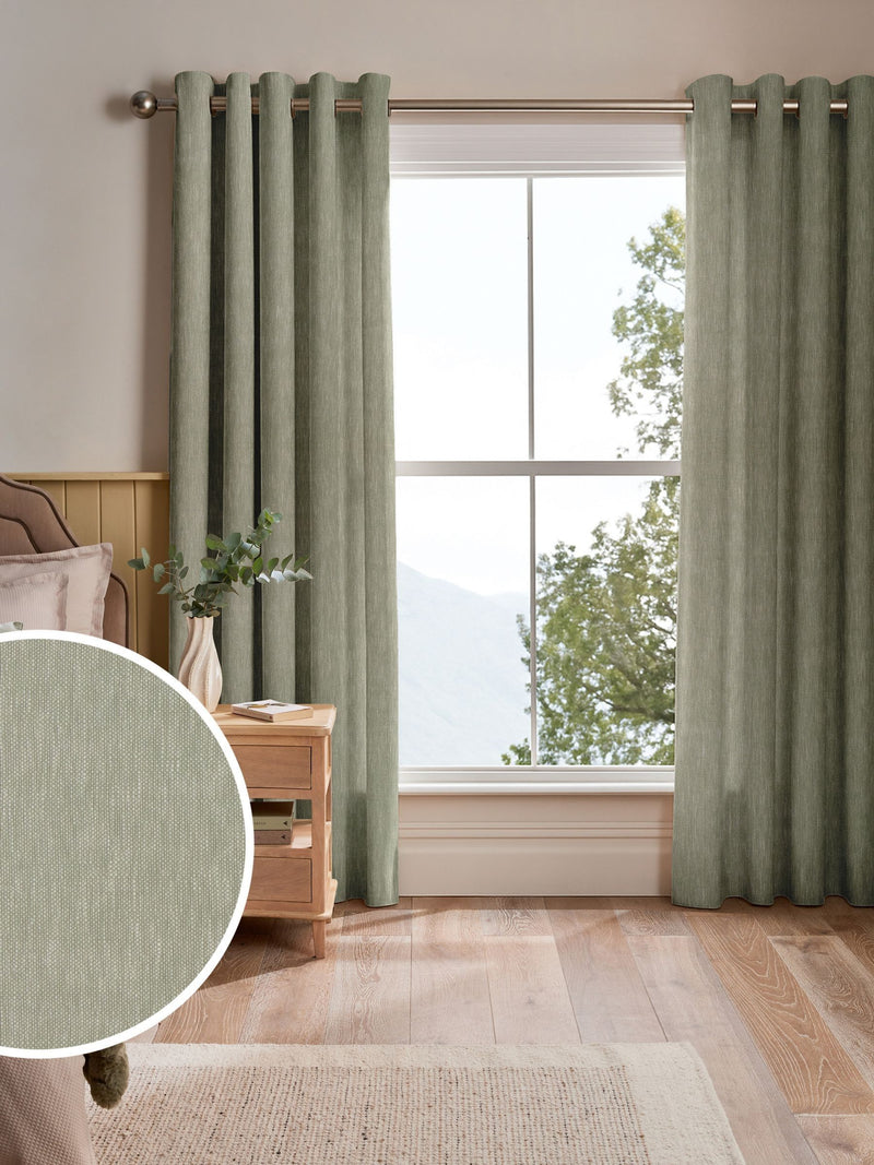 Eucalyptus Abeille curtain green plain design - British product