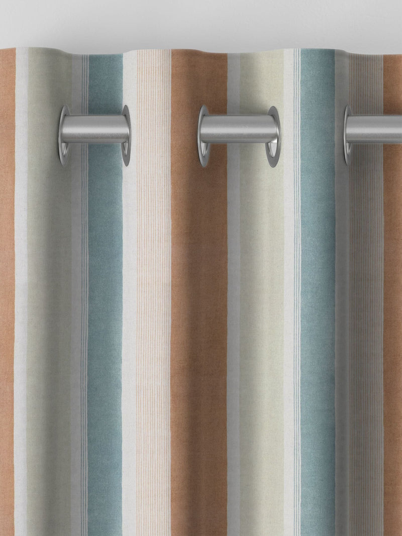 Copper Mordred orange stripe cotton linen curtains, UK version
