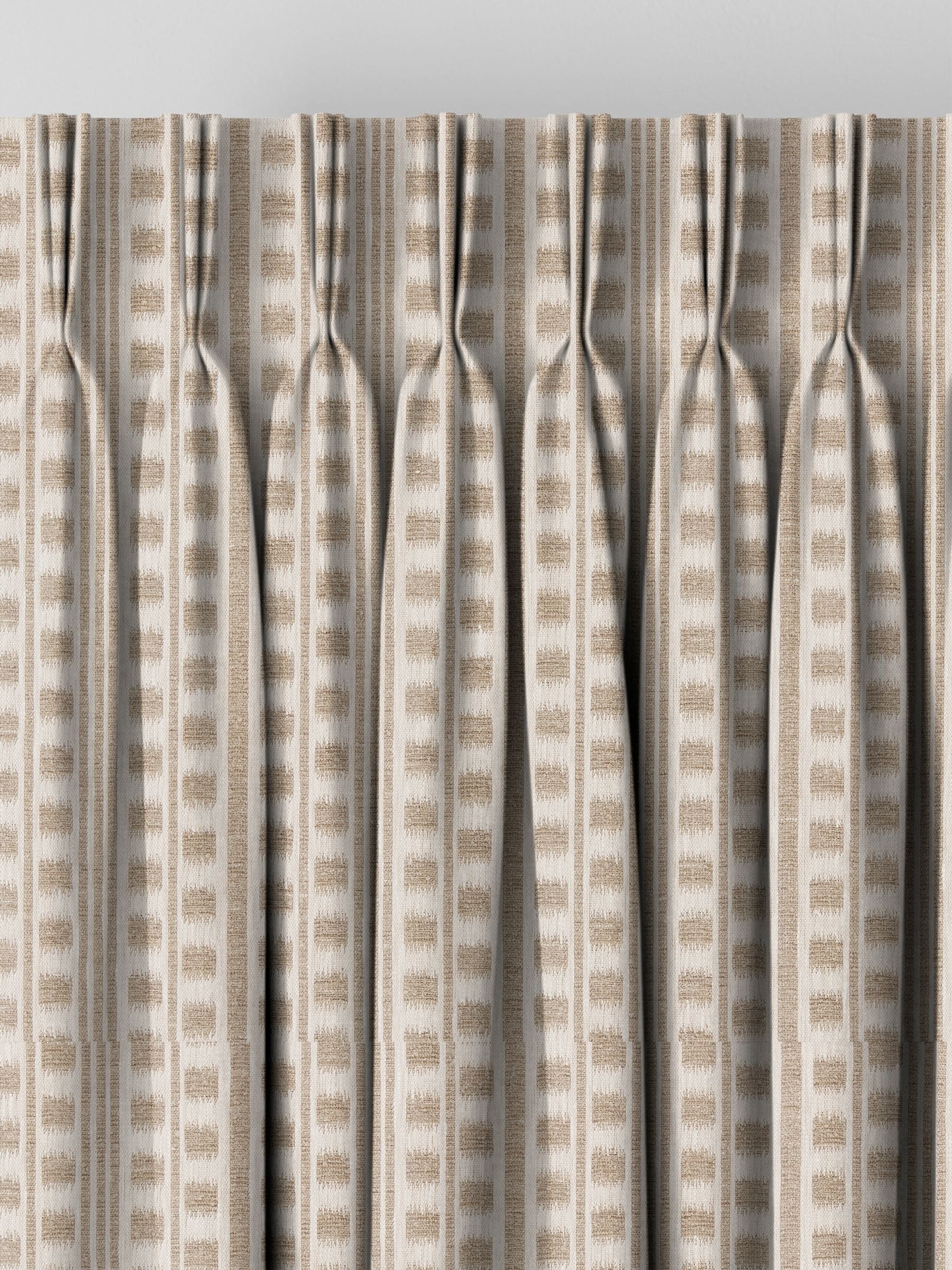 Stone Celot made to measure curtains in natural geometric jacquard, imported from the UK