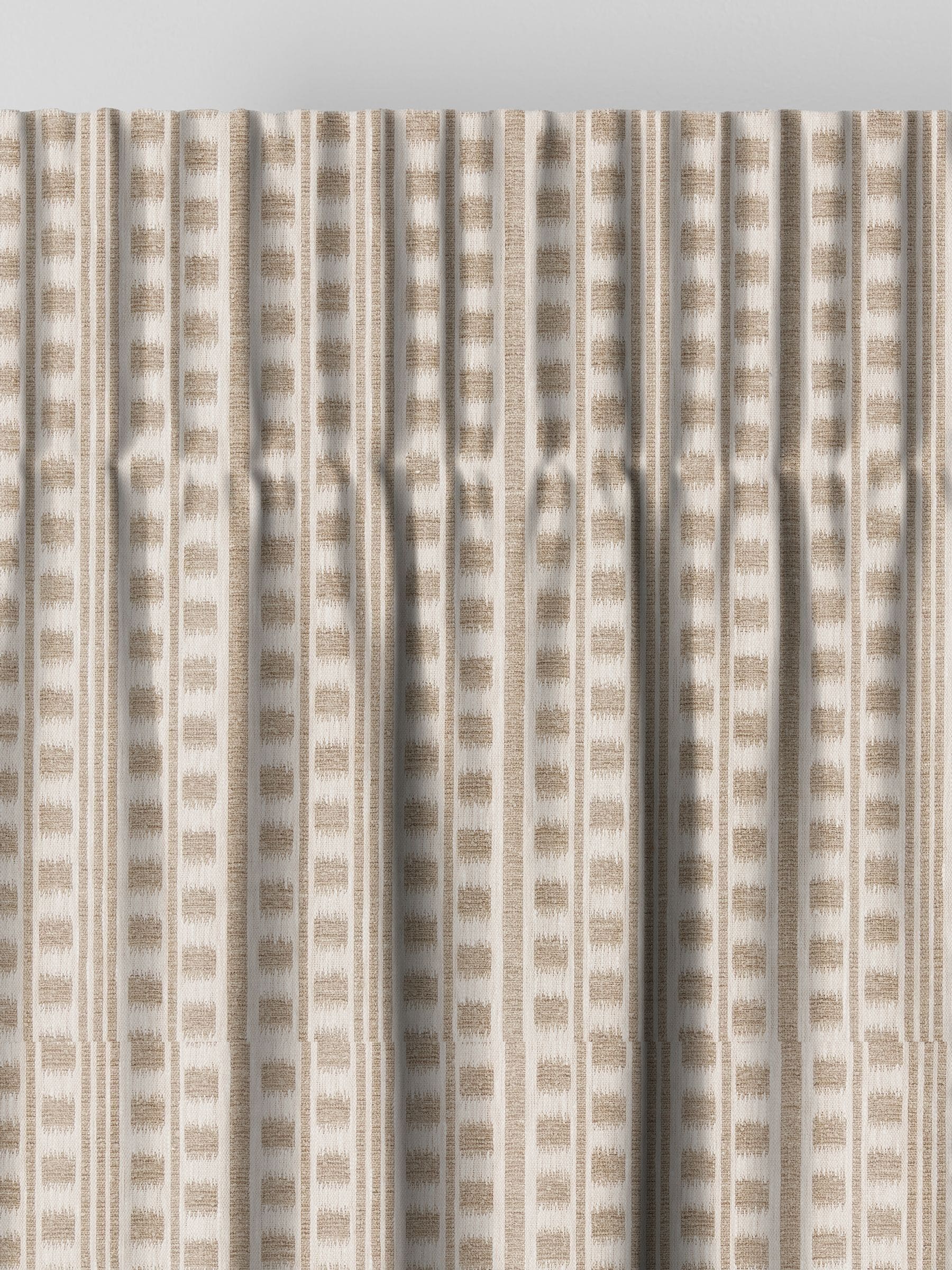 Stone Celot made to measure curtains in natural geometric jacquard, imported from the UK
