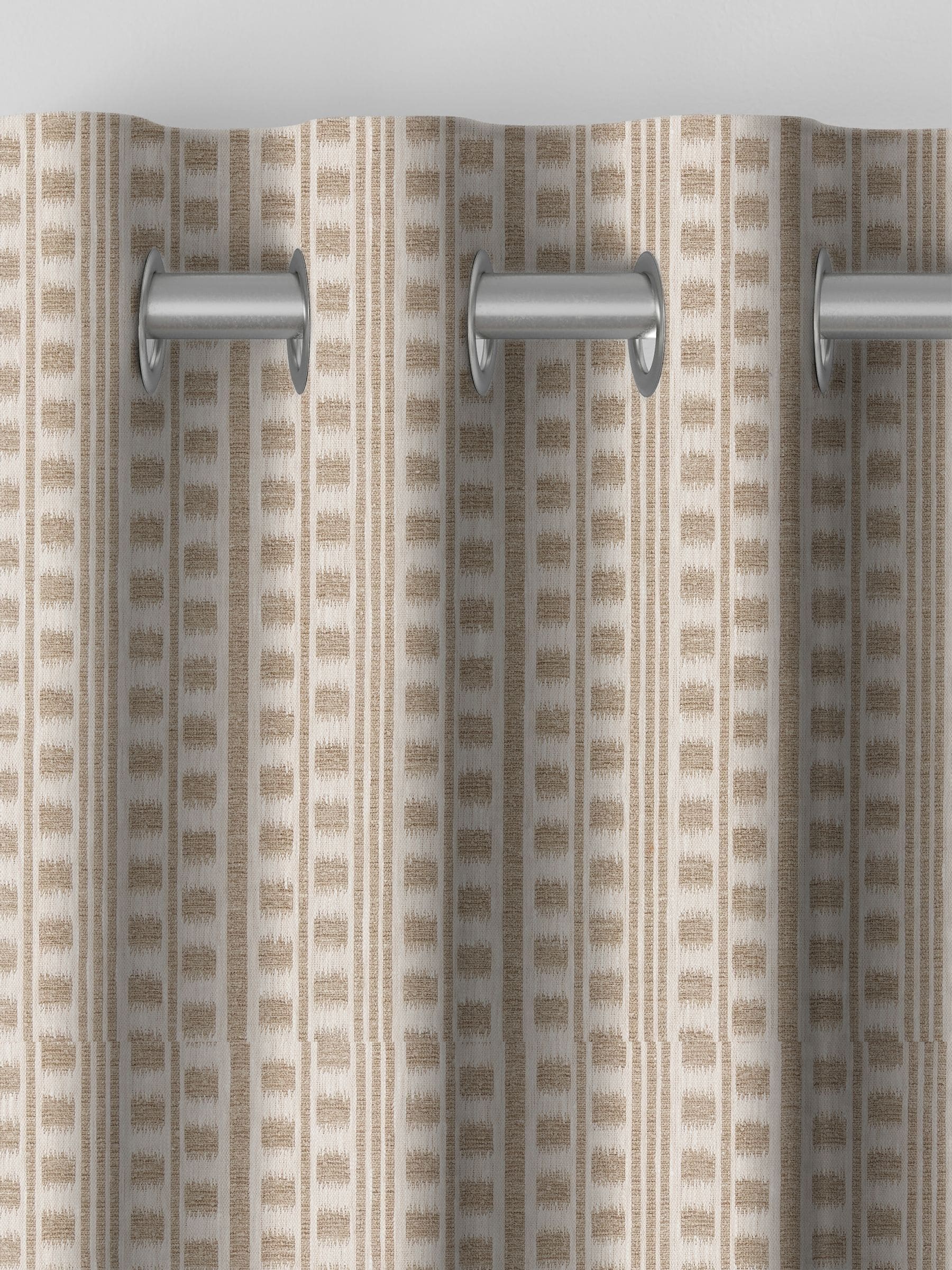 Stone Celot made to measure curtains in natural geometric jacquard, imported from the UK