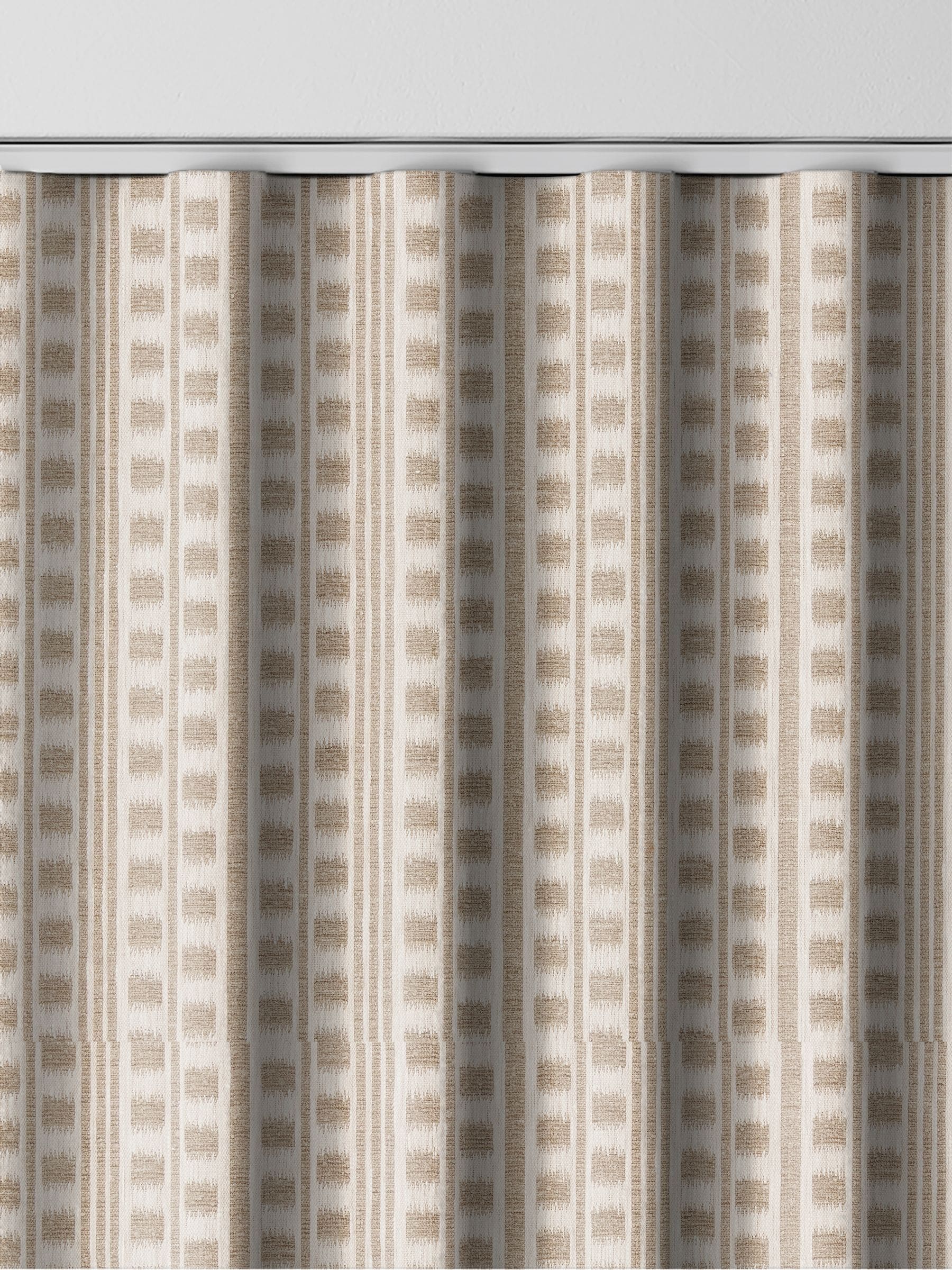 Stone Celot made to measure curtains in natural geometric jacquard, imported from the UK