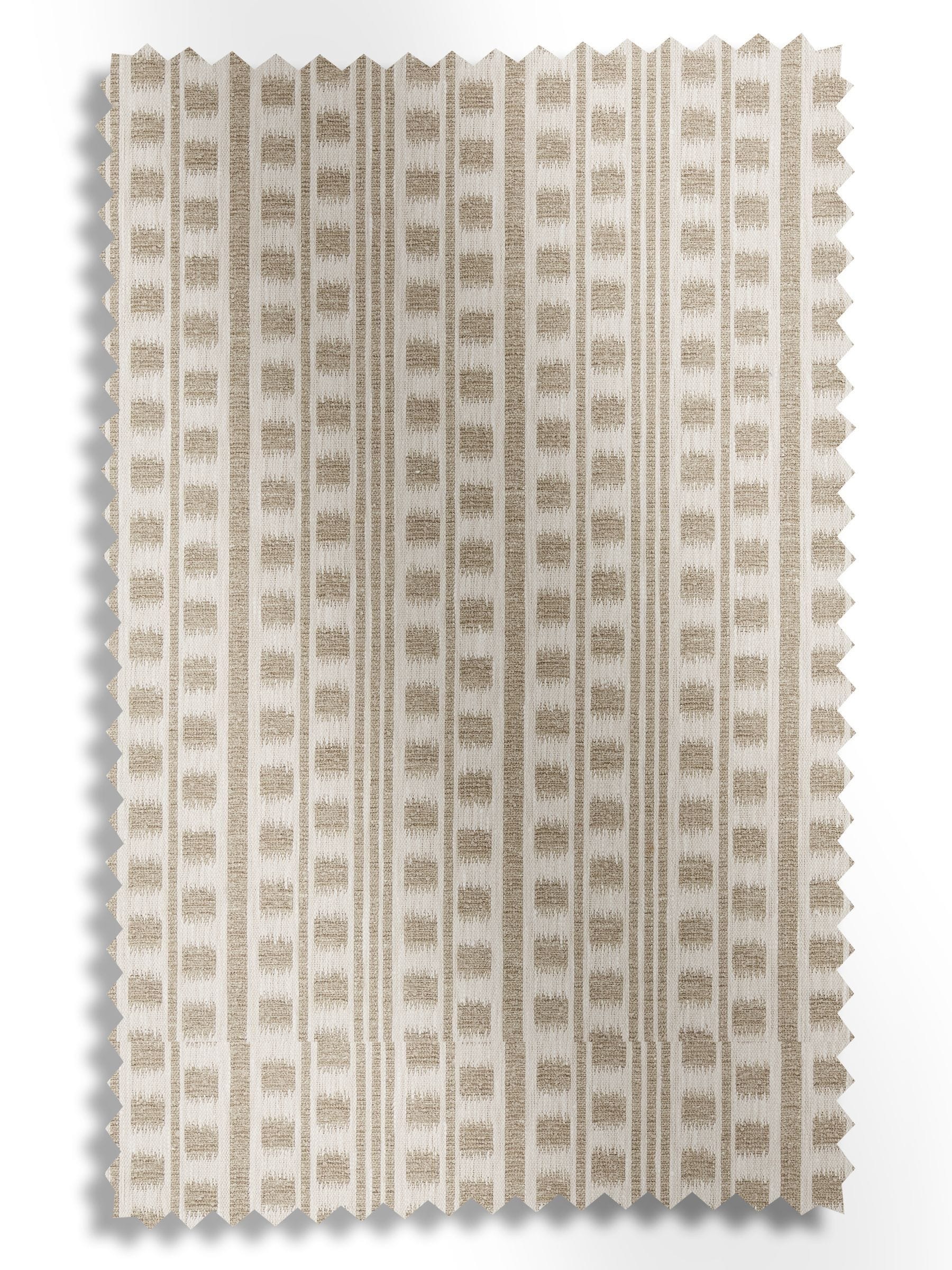 Stone Celot made to measure curtains in natural geometric jacquard, imported from the UK