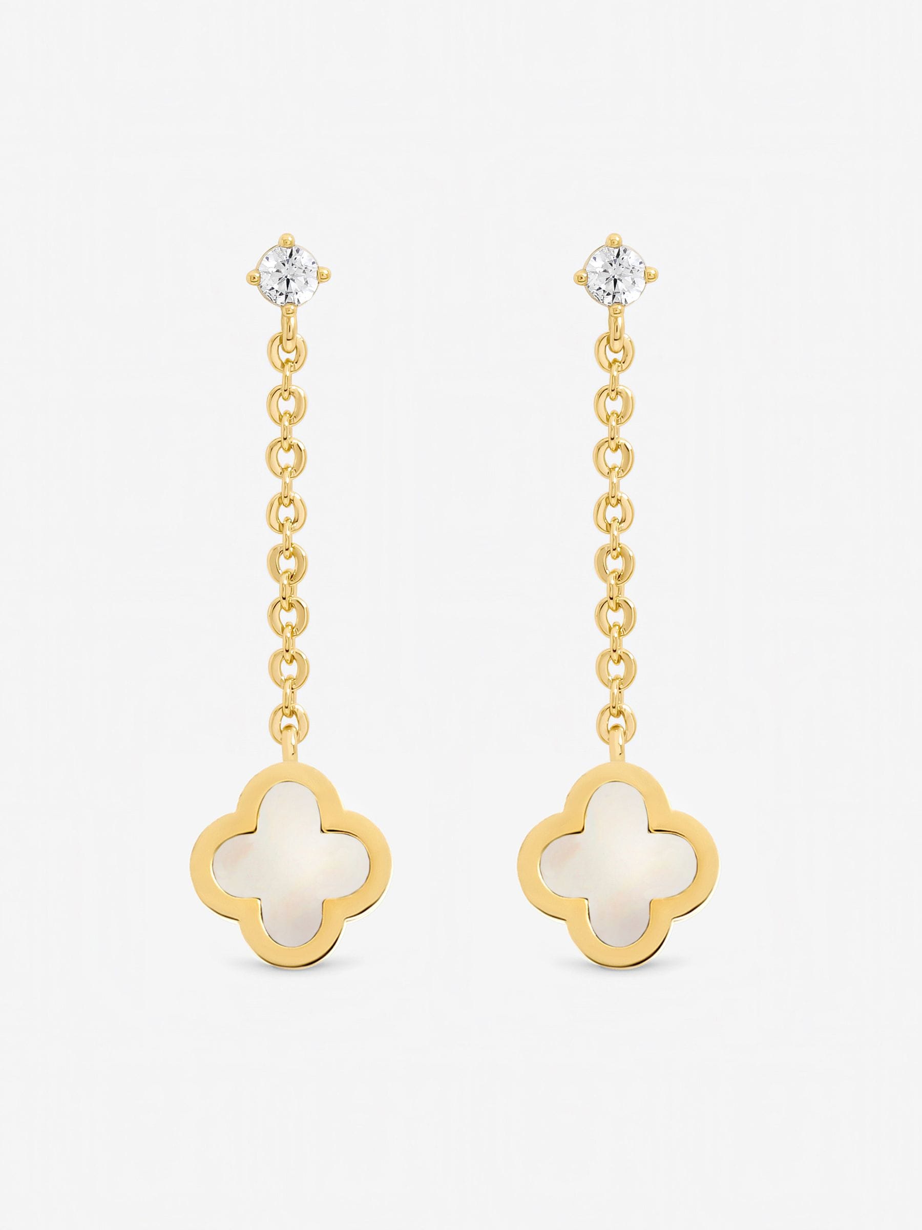 Jon Richard mother of pearl clover drop earrings (British brand)
